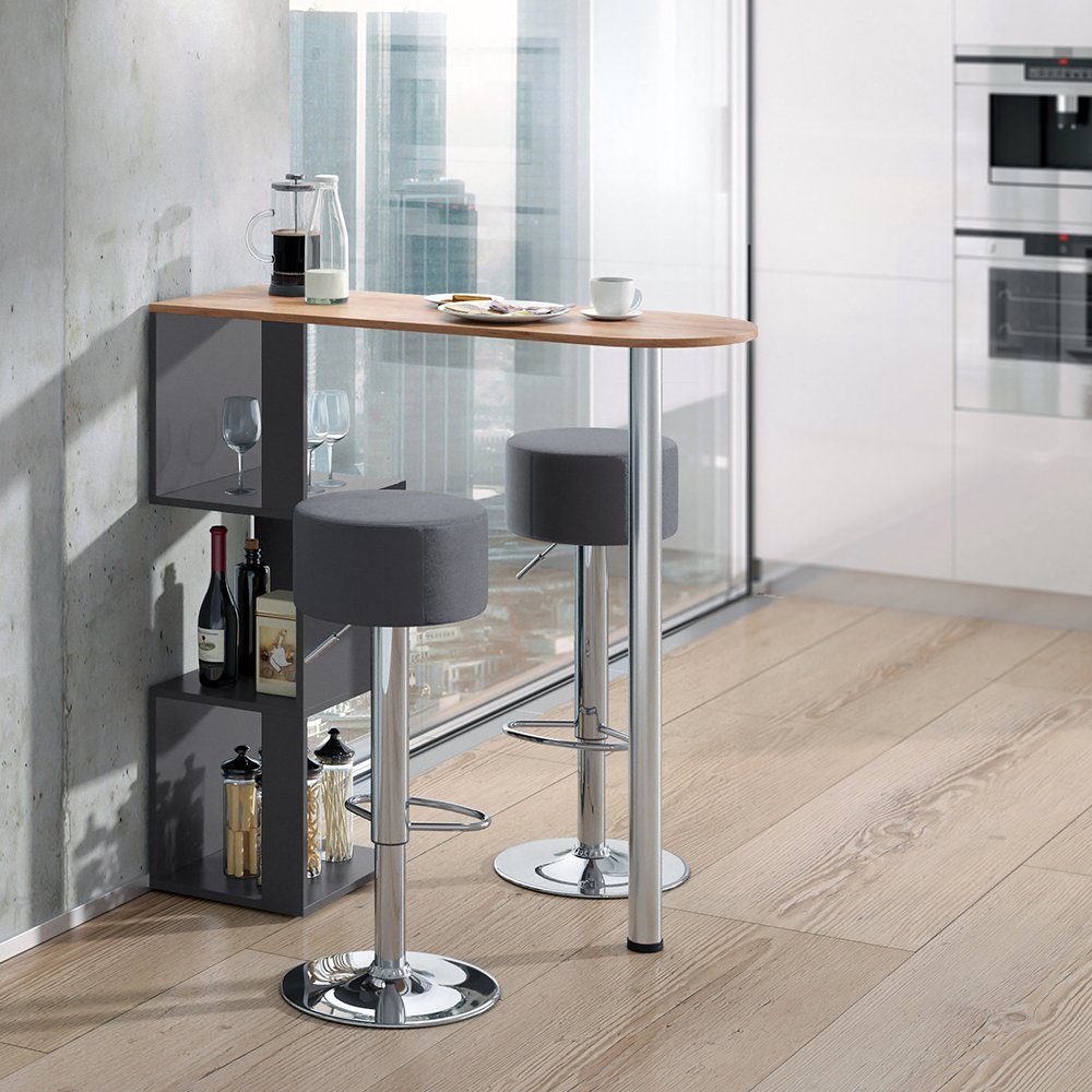 Vicco Bartisch Vincent, Goldkraft Eiche/Anthrazit, 113 x 40 cm mit 2 Barhockern (3-St)