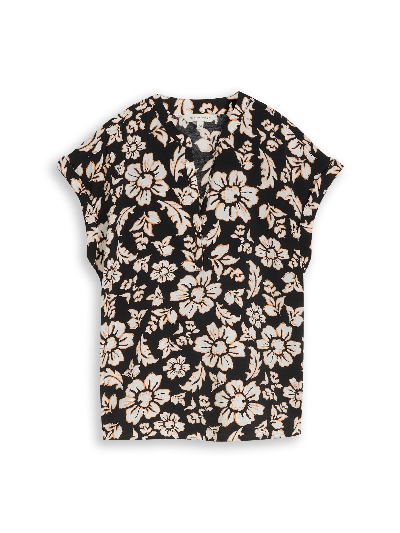 TOM TAILOR Kurzarmbluse Blusen & Shirts Loose Fit Bluse mit V-Ausschnitt
