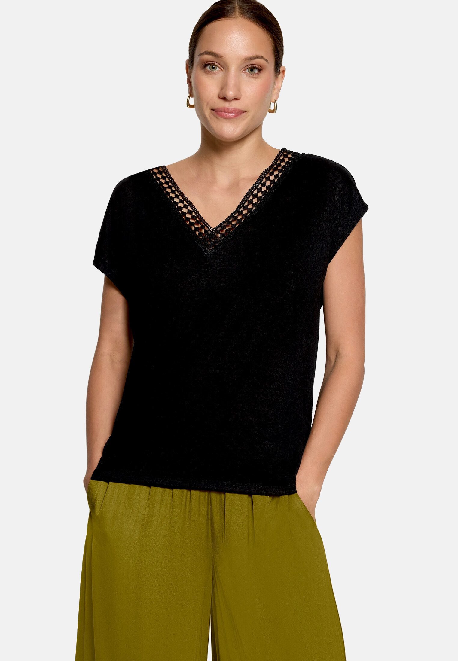 Zero T-Shirt Damen mit V-Ausschnitt (1-tlg) Spitze – Bild 2 von 5