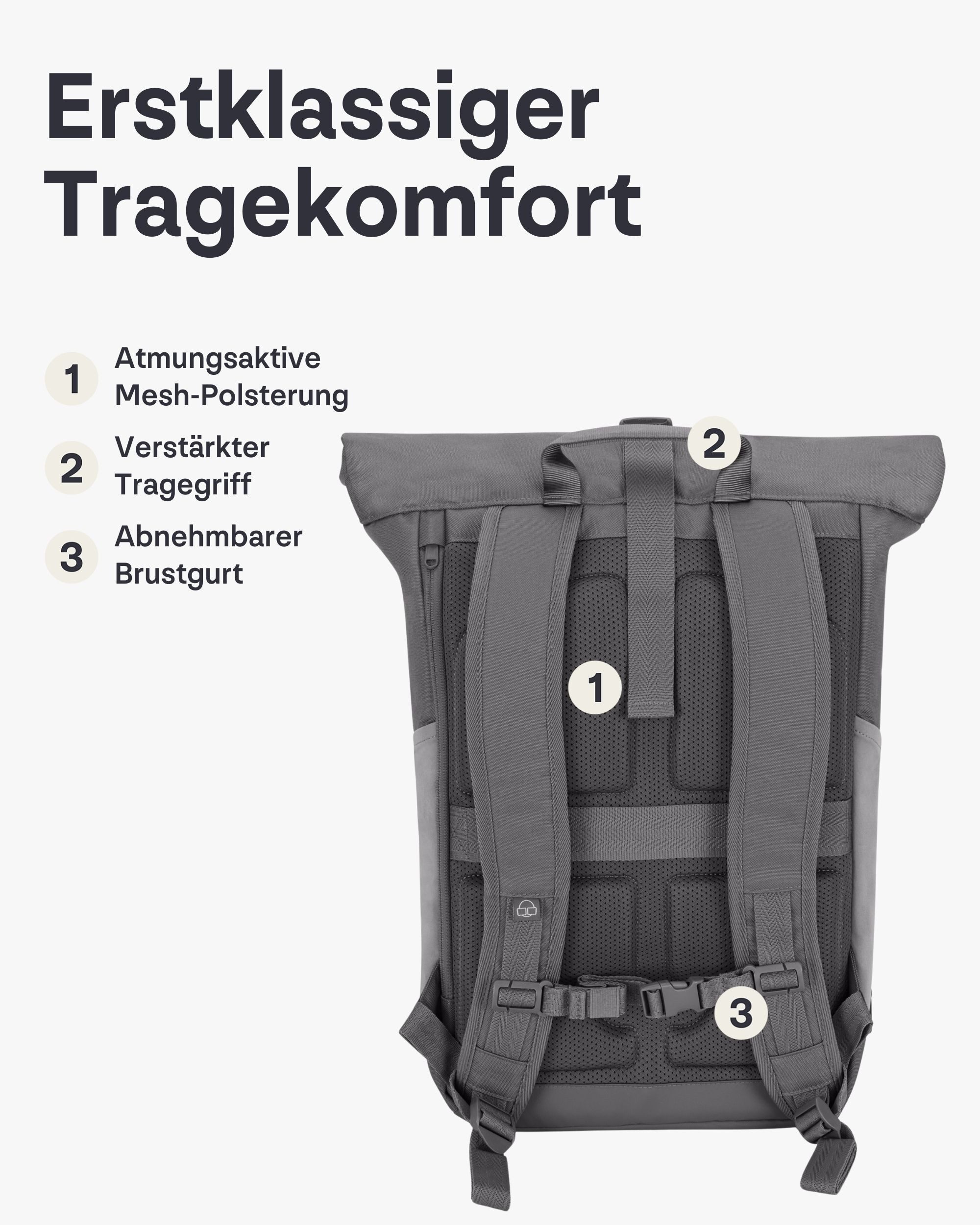 Johnny Urban Cityrucksack Allen Large Rolltop mit Laptopfach (1-tlg), Wasserabweisend – Bild 4 von 5