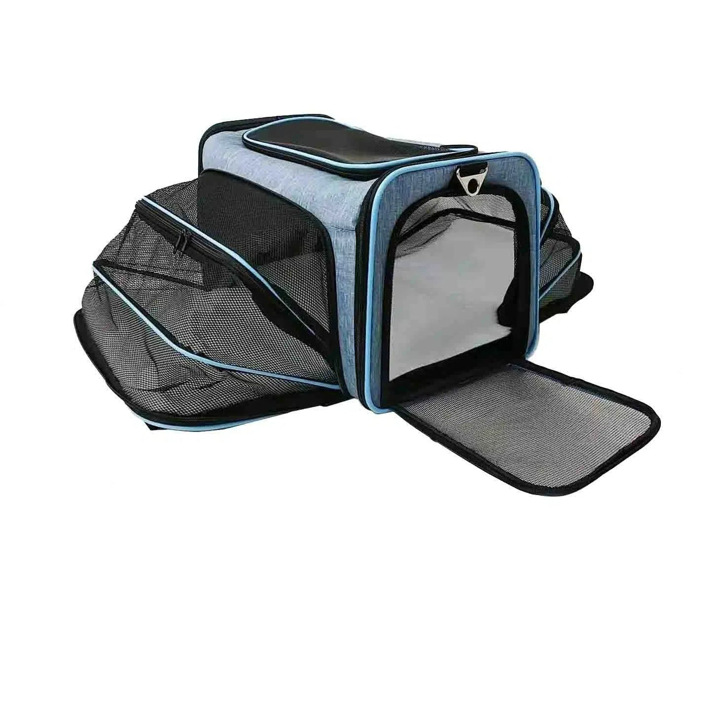 Abistab Pets Tiertransporttasche Erweiterbar Tragetasche bis 7,00 kg, vierseitig mit Langer Shultergurt für Auto und Flugreisen geeignet