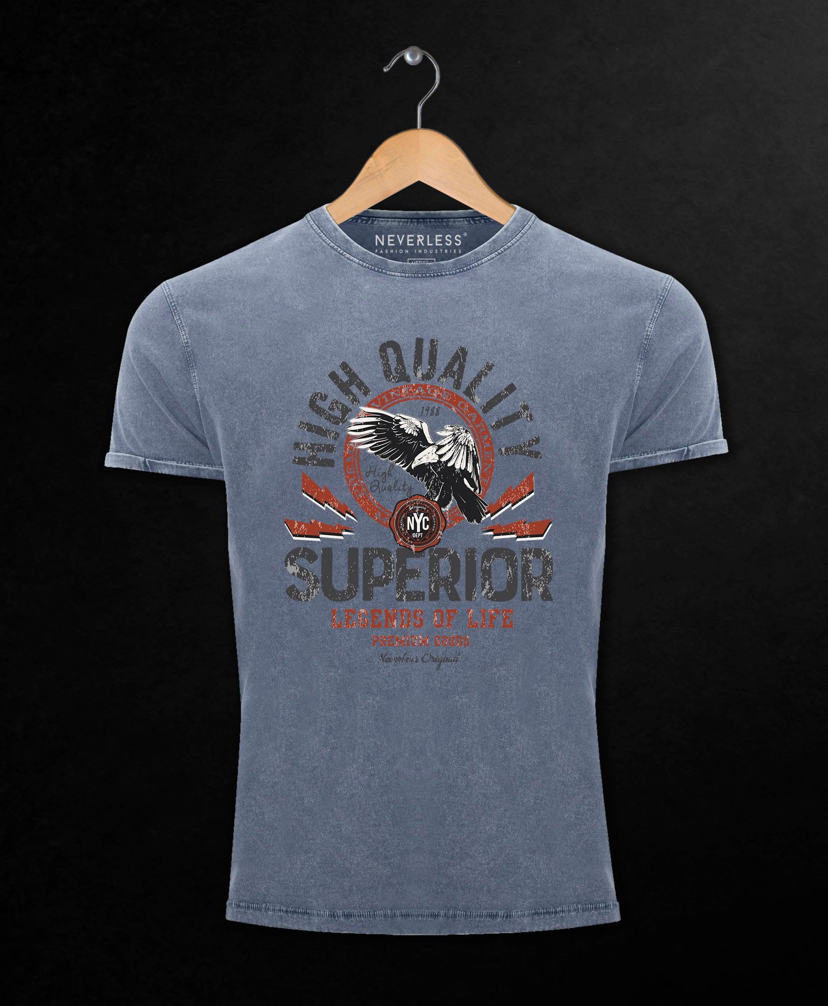 Neverless Print-Shirt Neverless® Herren T-Shirt Vintage Shirt Printshirt Superior Legends mit Print