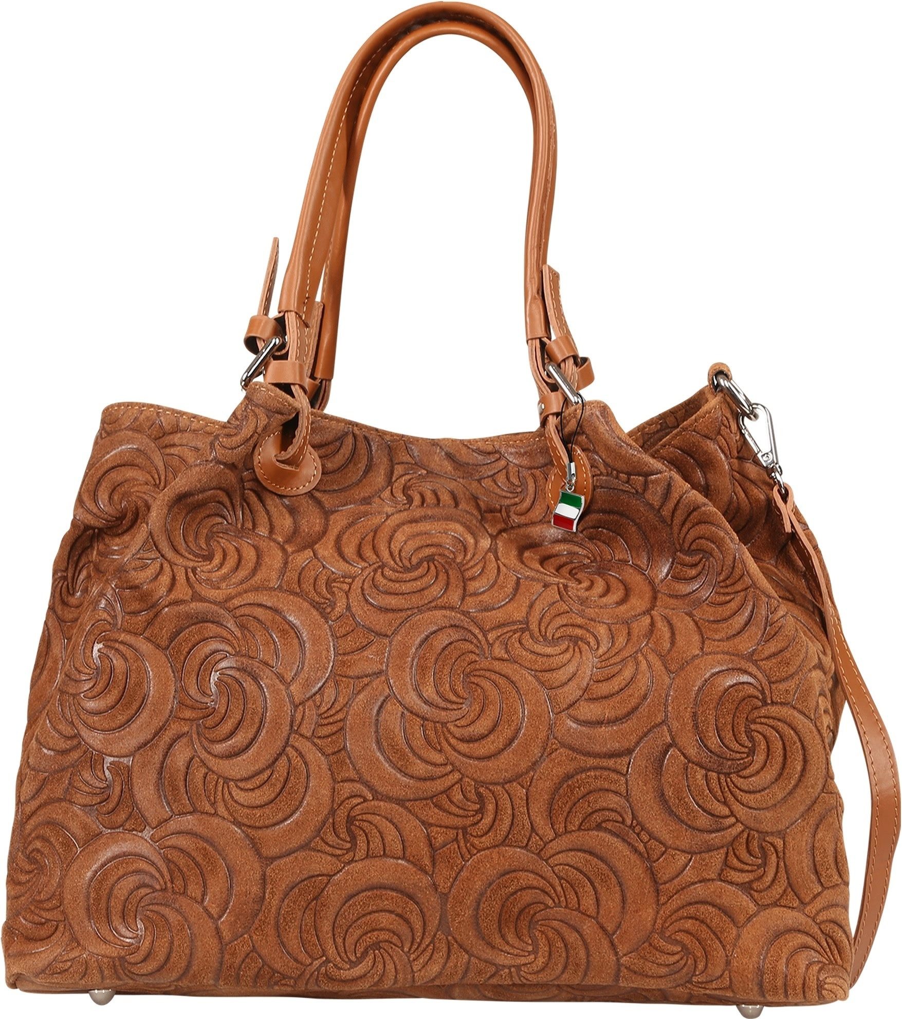 FLORENCE Schultertasche Florence Damen Schultertasche Wildleder (Schultertasche), Damen Schultertasche Wildleder, braun ca. 27cm hoch