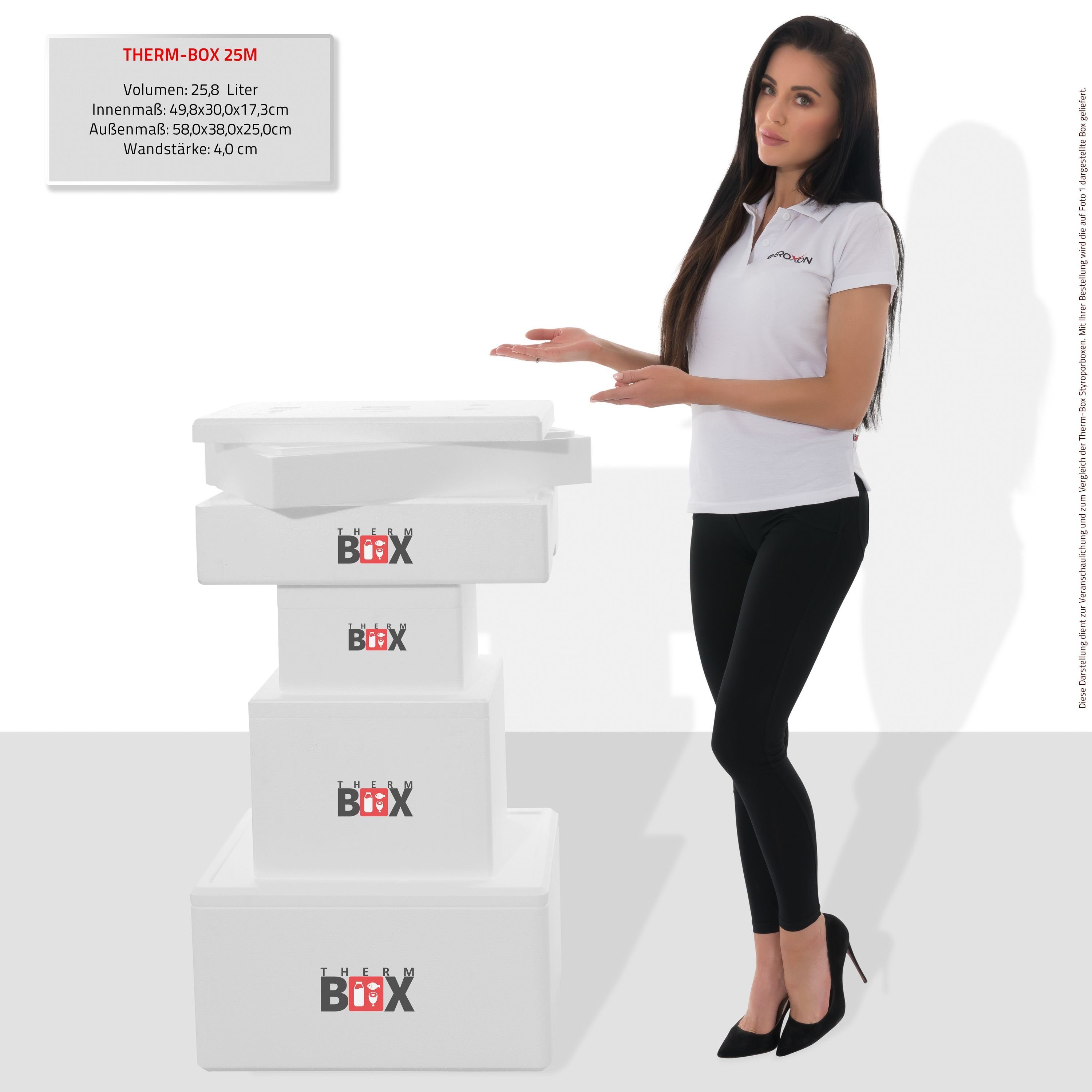 THERM-BOX Thermobehälter Modularbox 25M 4cm Innenmaß: Karton), im Kühlbox mit & Zusatzring Box Isolierbox Wand: Deckel (0-tlg., Erweiterbar Thermbox Styropor-Verdichtet, 25,8L Wiederverwendbar 49x30x17cm, Warmhaltebox