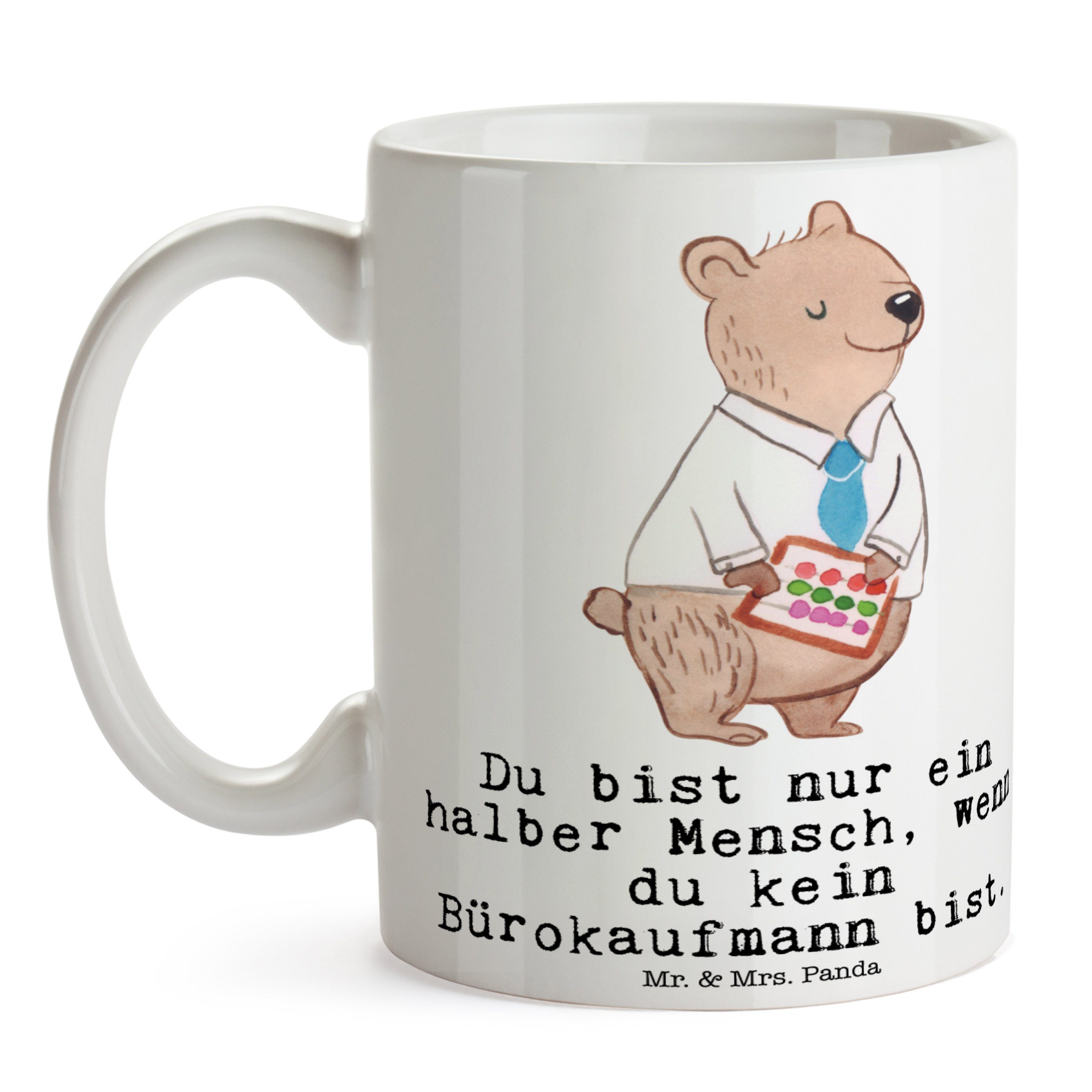 Mr. & Mrs. Panda - Herz Kol, Tasse Homeoffice, coffeelover, Weiß Bürokaufmann Keramik - mit Geschenk