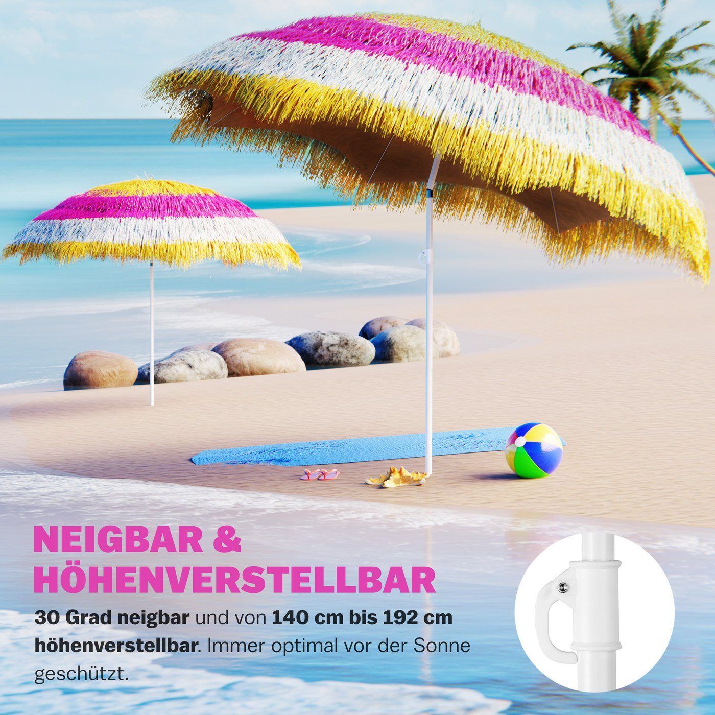Kingsleeve Sonnenschirm, Hawaii Bunt 160 cm günstig online kaufen