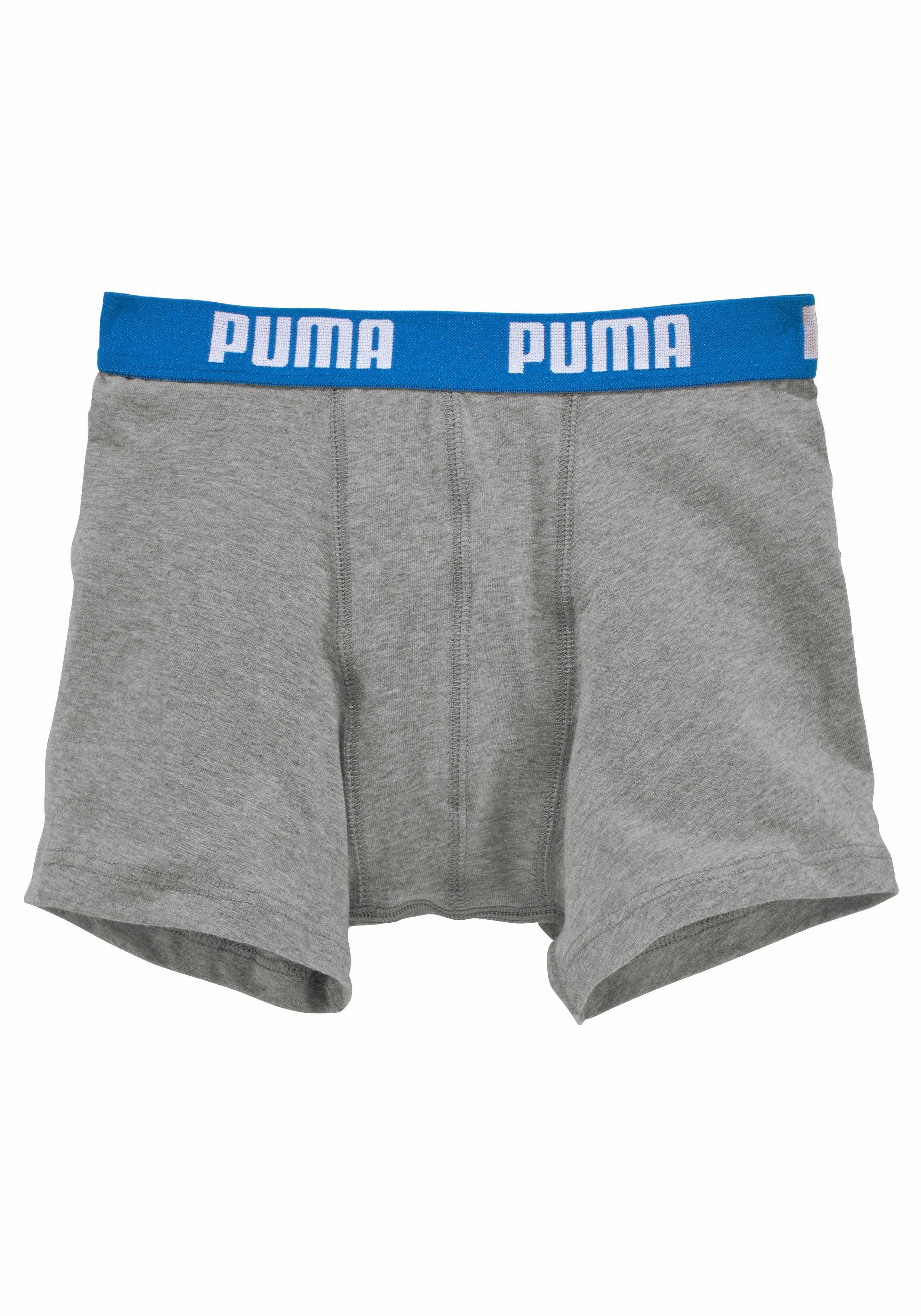 PUMA Boxer 2-St) (Packung, grau-meliert, blau aus elastischer Baumwolle Jungen für