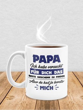 Shirtracer Tasse Papa ich habe versucht das Geschenk zu finden schwarz/dunkelblau, Keramik, Geschenk Vatertag Kaffeetasse