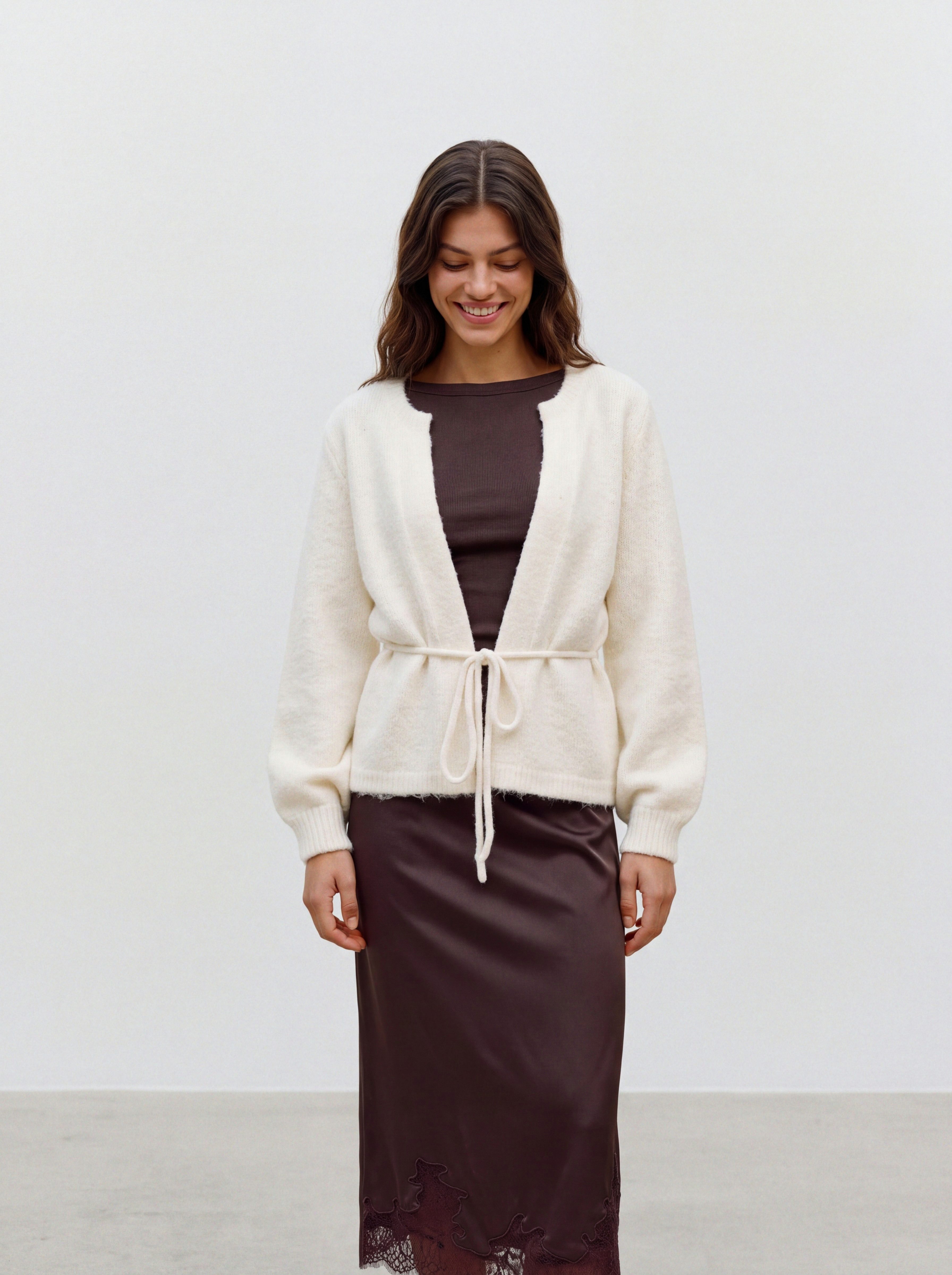 Vero Moda Strickjacke VMBERRY LS O-NECK TIE CARDIGAN NOOS Materialmix