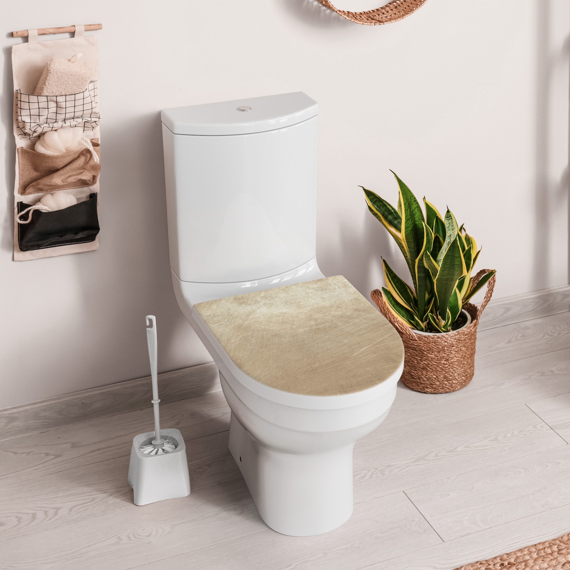 DEQORI WC-Sitz 'Goldener Schleiflook', WC Toilettensitz bedruckt Klobrille Toilettendeckel Motiv WC-Brille