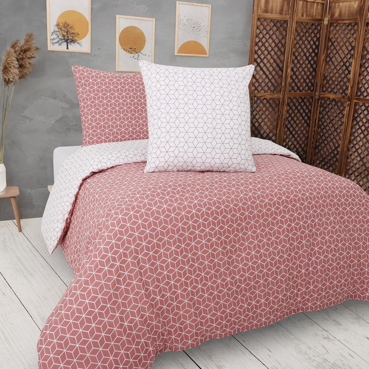 Vency Home Bettwäsche in Gr. 135x200, 155x220 cm oder 200x200, 2 teilig, 1x Bettbezug Reißverschluss + 1x Kissenbezug 80x80 Umschlagverschluss