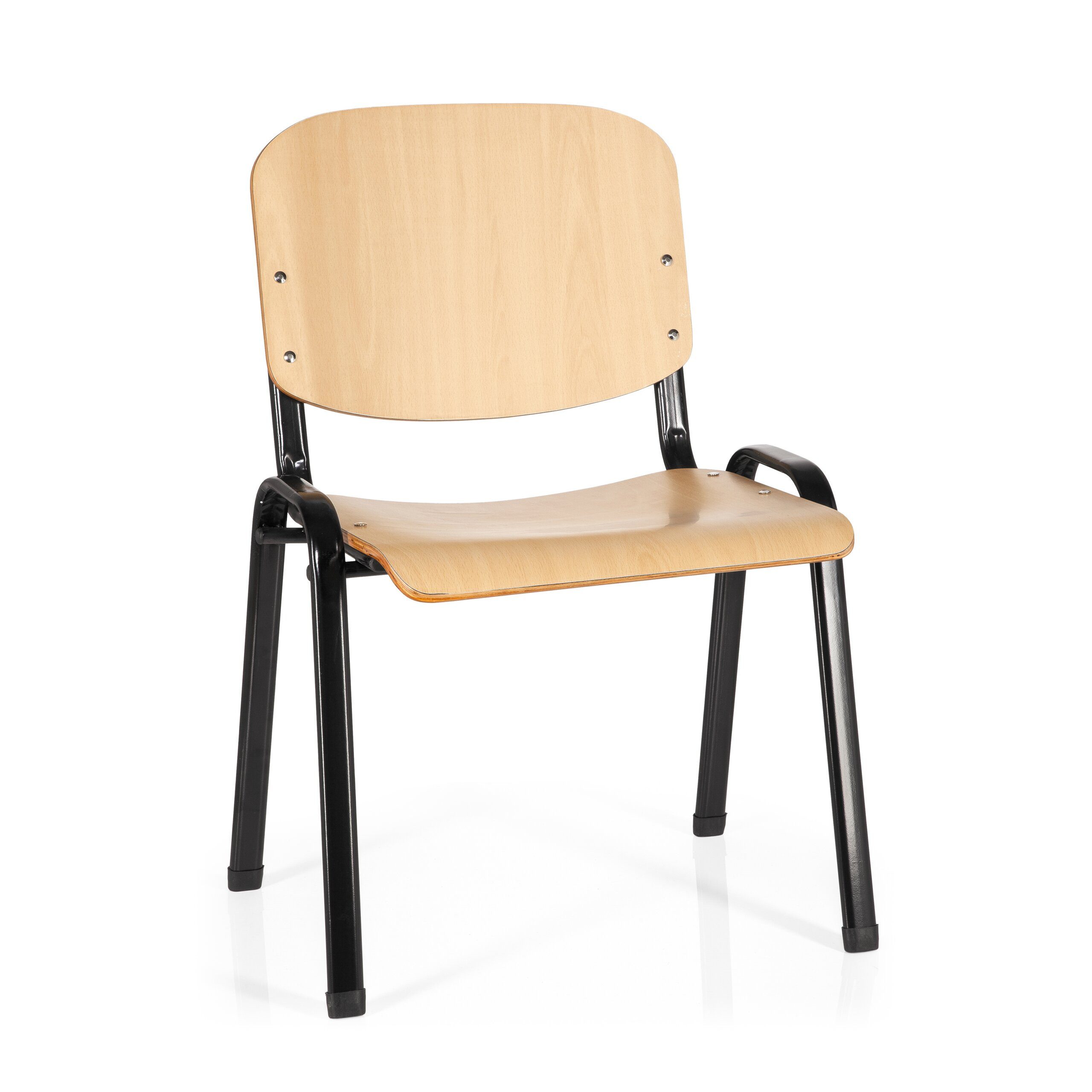 hjh OFFICE 4-Fußstuhl XT 600 SW H Stuhl Holz 1 St., Holz Besucherstuhl, bis 4 Stühle stapelbar, Gestell schwarz