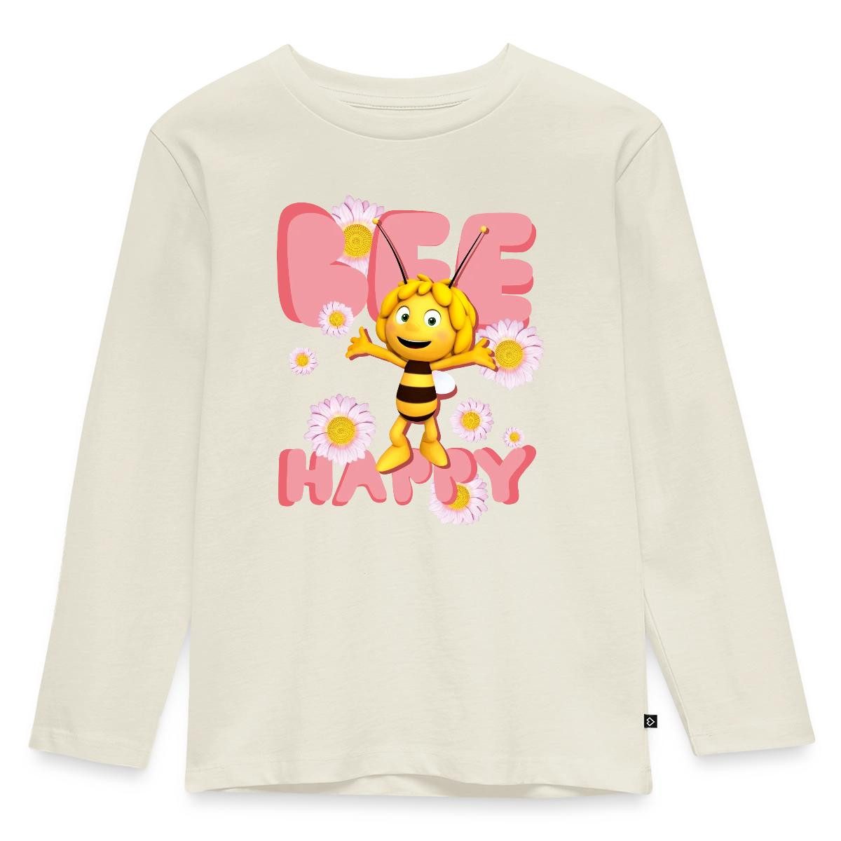 Spreadshirt T-Shirt Biene Maja Bee Happy Spruch Kinder Premium Langarmshirt (1-tlg)