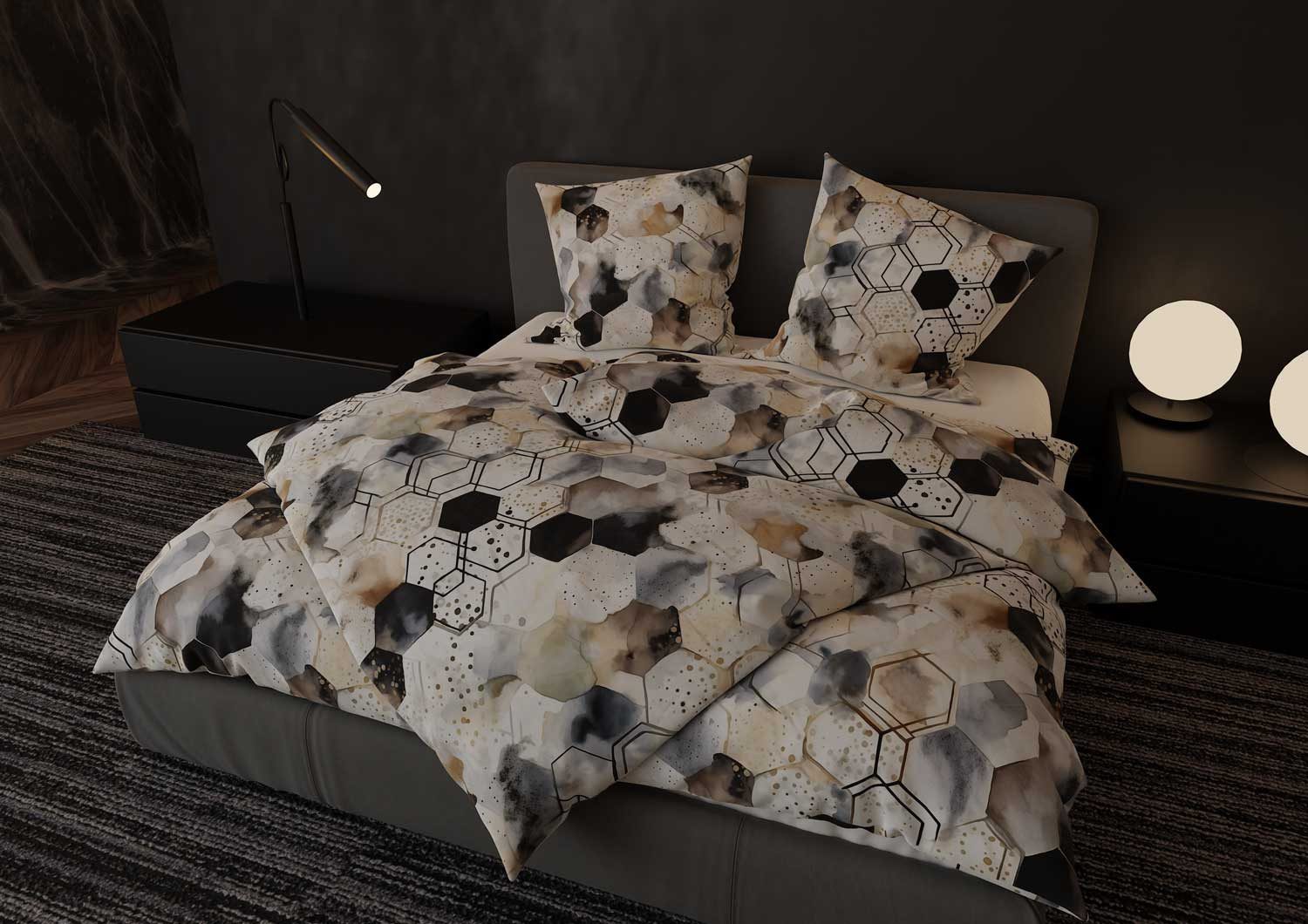 BETTWAESCHE-MIT-STIL Bettwäsche Mako Satin Bettwäsche Hexagon günstig online kaufen