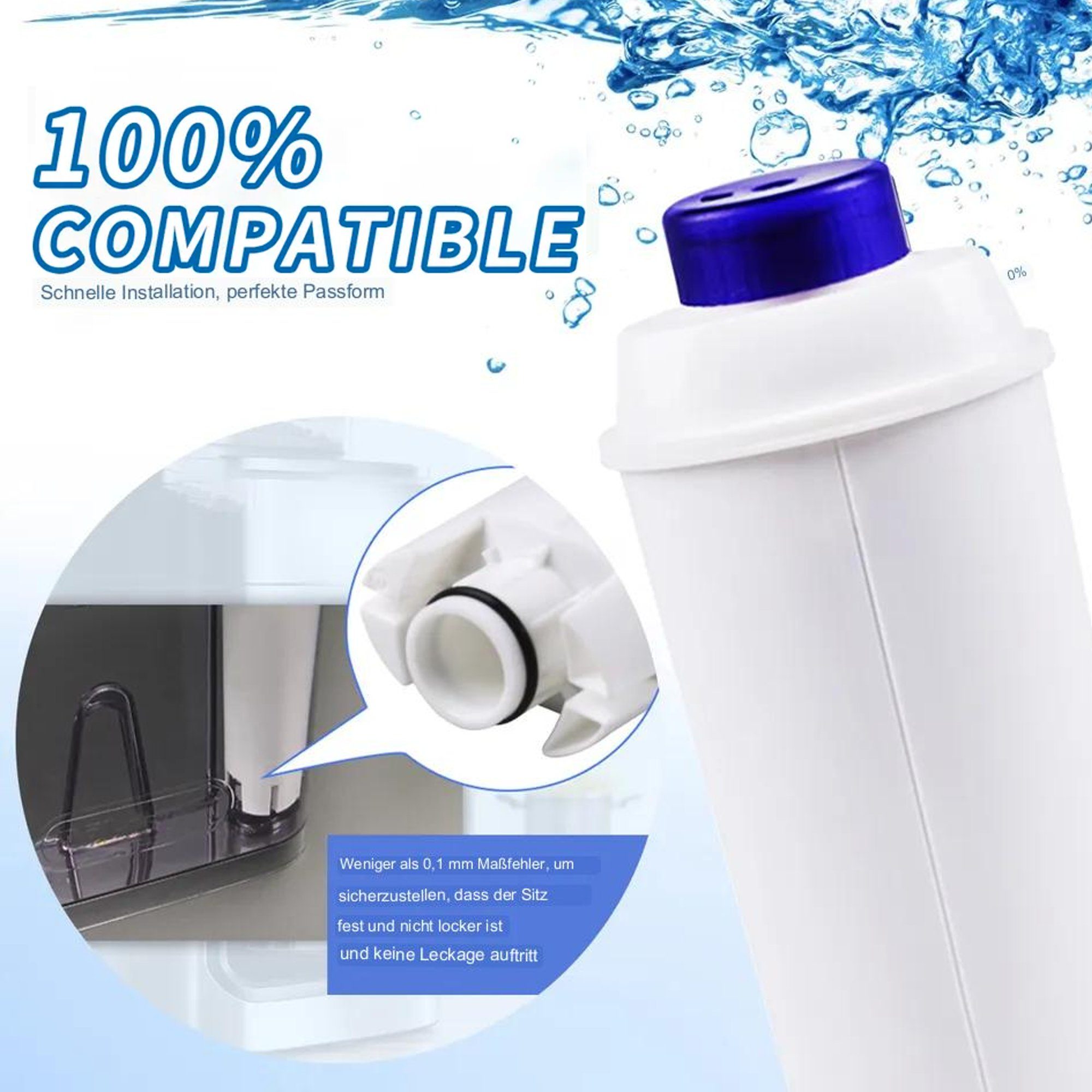 TronicXL Wasserfilter 6 Stück Filter für Delonghi DLSC002 ECAM ESAM SER3017 Filterkartusche, Zubehör für ECAM, ETAM, DLSC002, Aquasemi, Rhodesy, HG00100-RS, AquaCrest AQK-11, AquaHouse AH-CDE, SER3017, 5513292811, CFL-950B, CFL950, ESAM, BCO und EC Serien