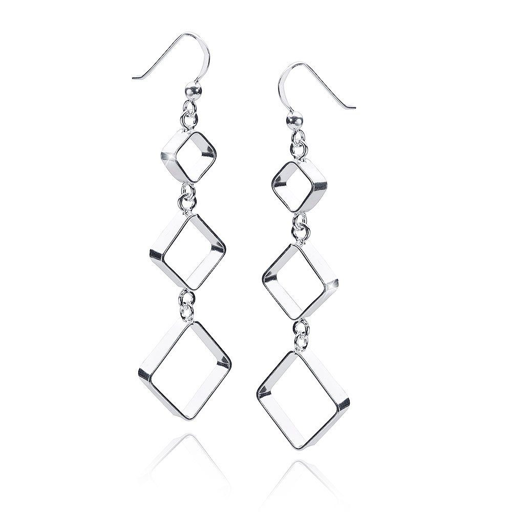 Materia Paar Ohrhänger Damen Silber Quadrate günstig online kaufen