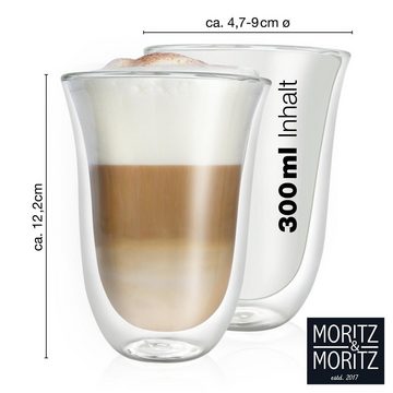 Moritz & Moritz Gläser-Set Moritz & Moritz Barista Napoli 6 x 300 ml Doppelwand-Thermo-Gläser, Borosilikatglas, für Latte Macchiato