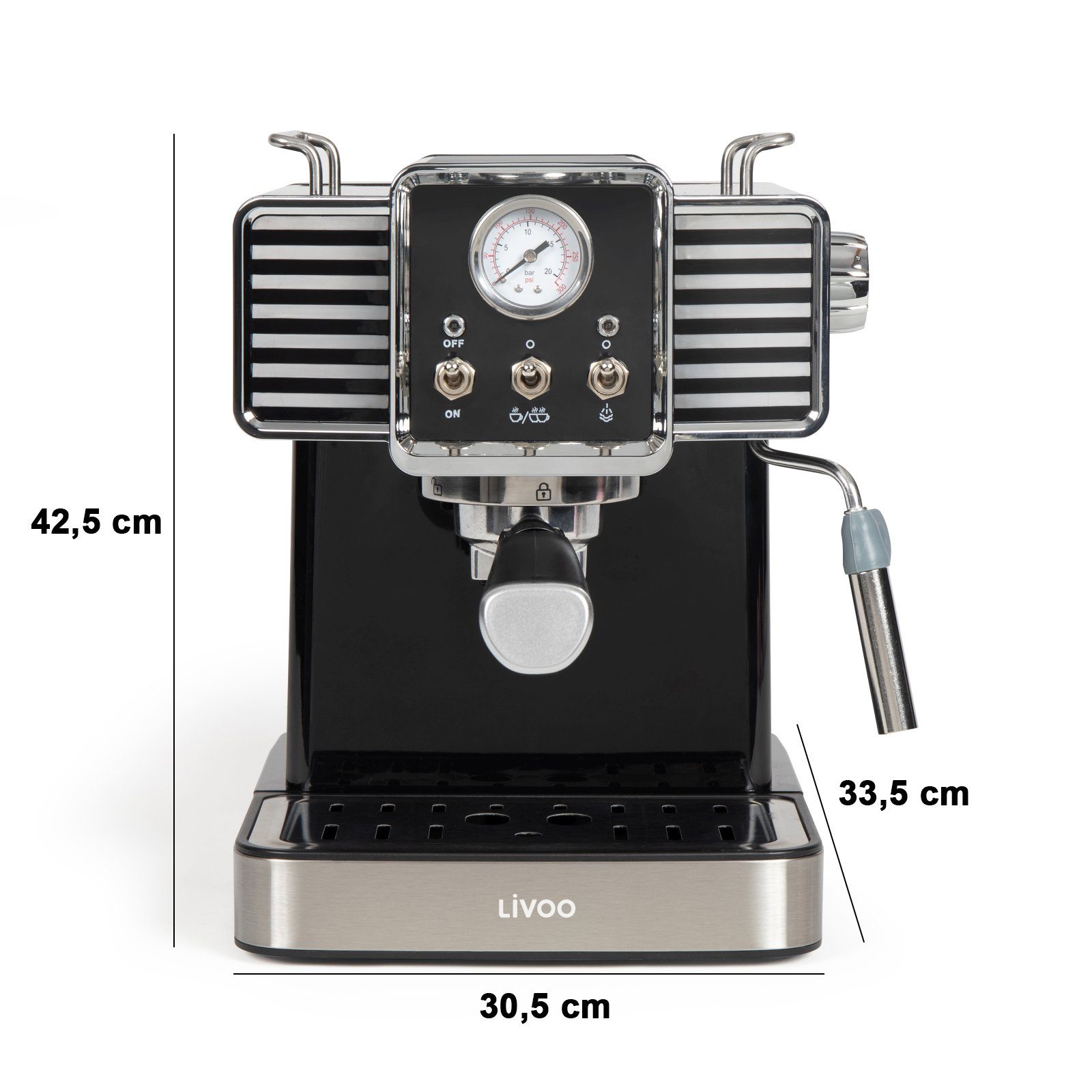 Espressomaschine LIVOO Milchaufschäumer Espressomaschine mit Siebträgermaschine LIVOO