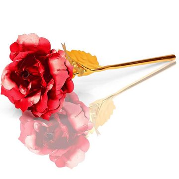 Kunstblume Rote Rosen Handgefertigt Konservierte Rose, Blattgold Rose, Fivejoy