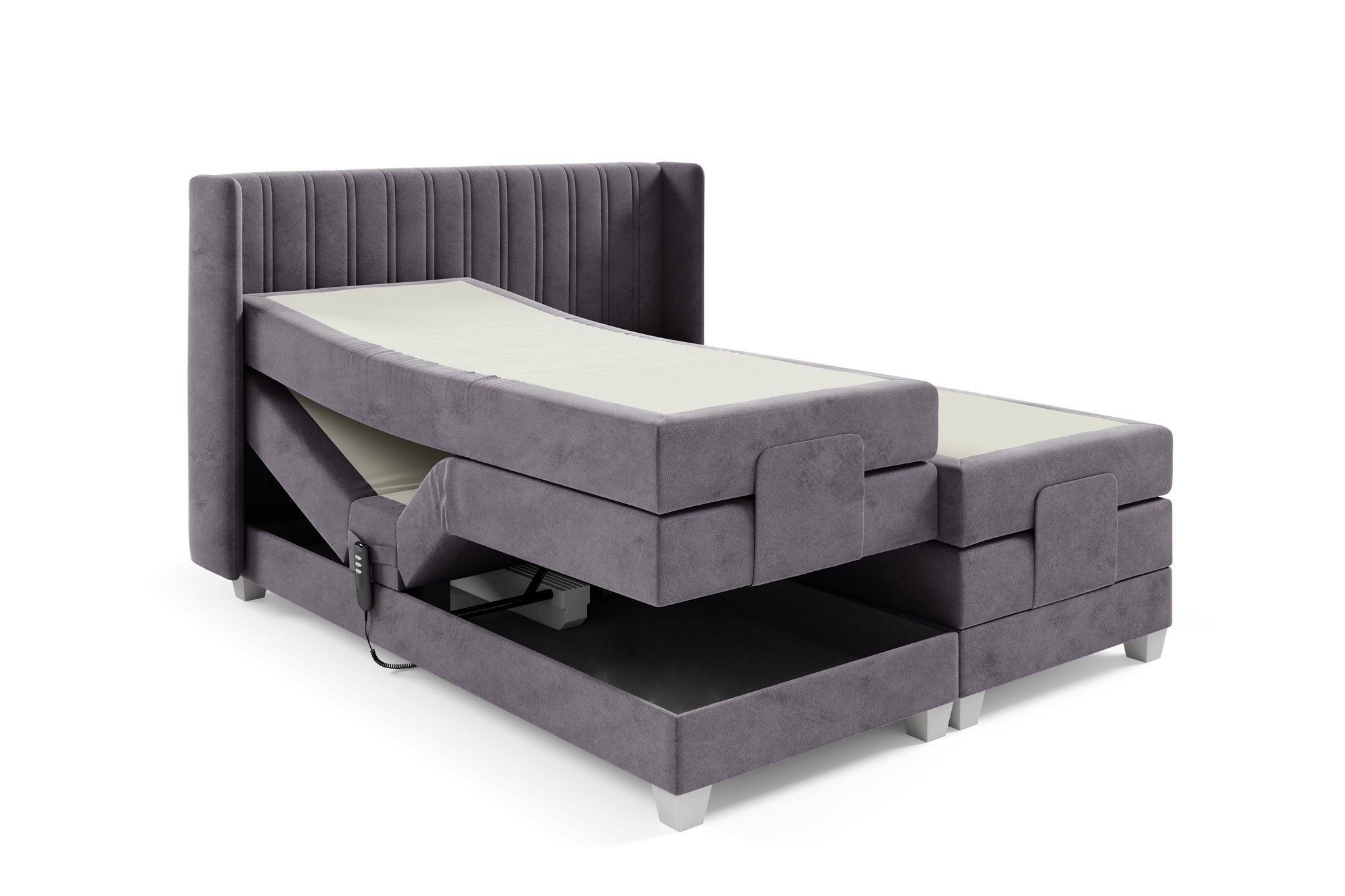 Fun Möbel Boxspringbett Schlafzimmerbett Elektrisches Bett MAGNUS in Stoff Salvador (inkl. Topper), Liegefläche elektrisch verstellbar