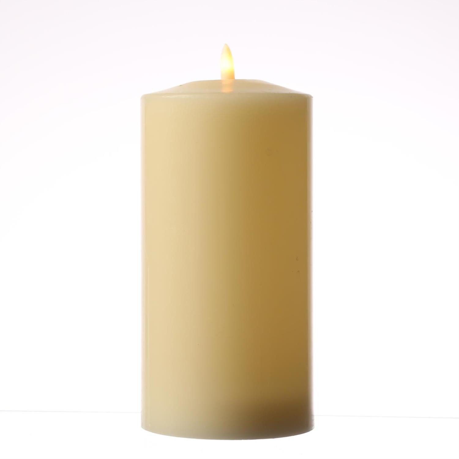 LED-Kerze Stumpenkerze Echtwachs flackernd H: 22cm D: 10cm Timer creme