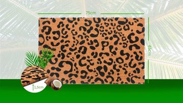 Fußmatte Mix Mats Kokos Leopard Look, HANSE Home, rechteckig, Höhe: 15 mm, Kokos, Schmutzfangmatte, Outdoor, Rutschfest, Innen, Kokosmatte, Flur