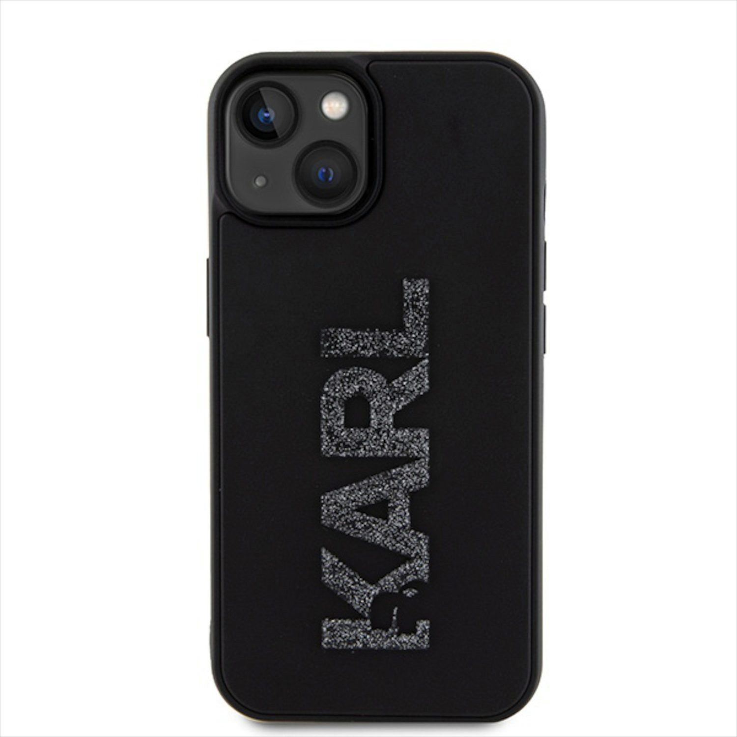 KARL LAGERFELD Smartphone-Hülle Karl Lagerfeld Apple iPhone 15 Plus Hülle 3D Rubber Glitter Logo Black