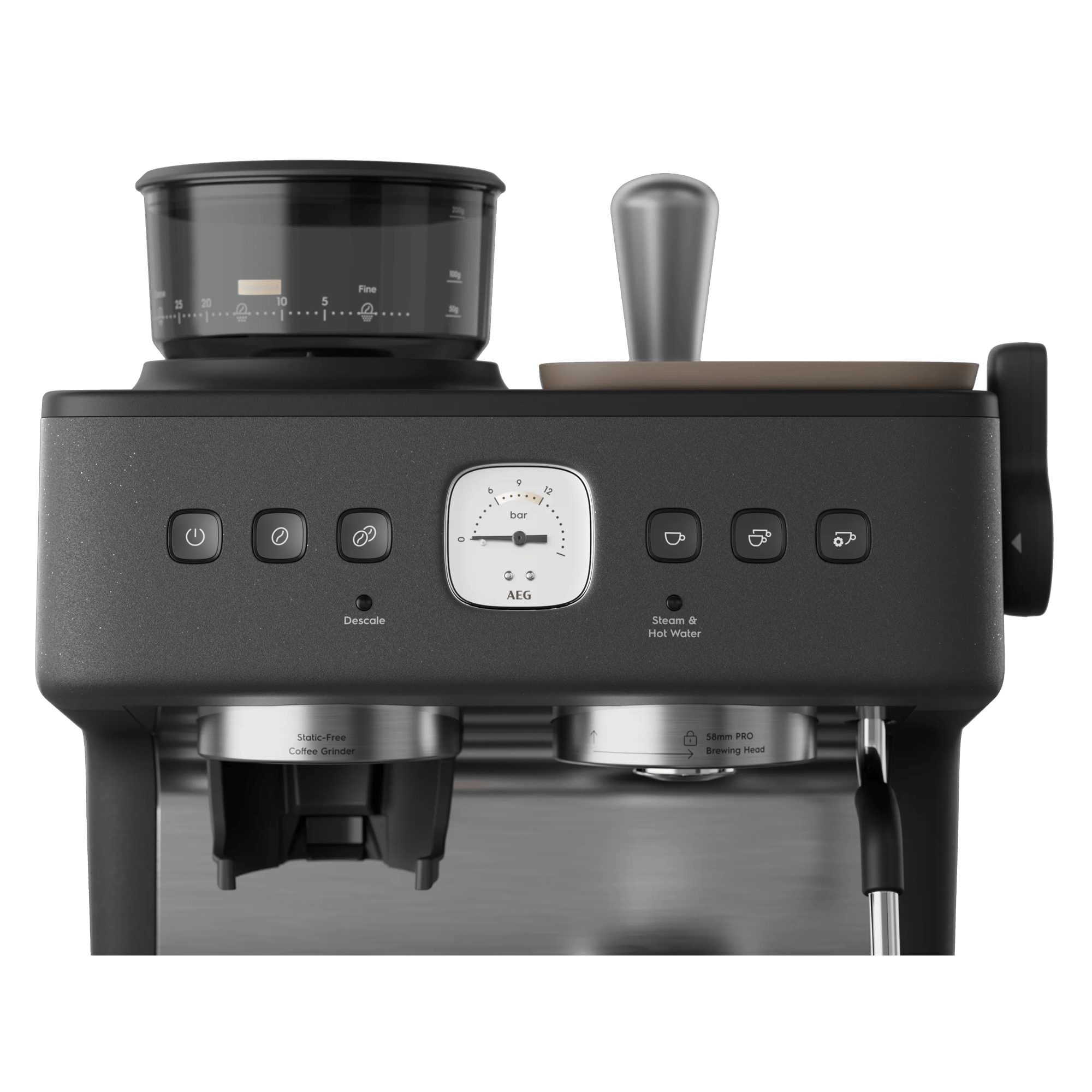 AEG Siebträgermaschine EC8-1-8BP, Edelstahlfilter, Dual Thermoblock, 30 Mahlstufen, Antistatische Mühle – Bild 3 von 5
