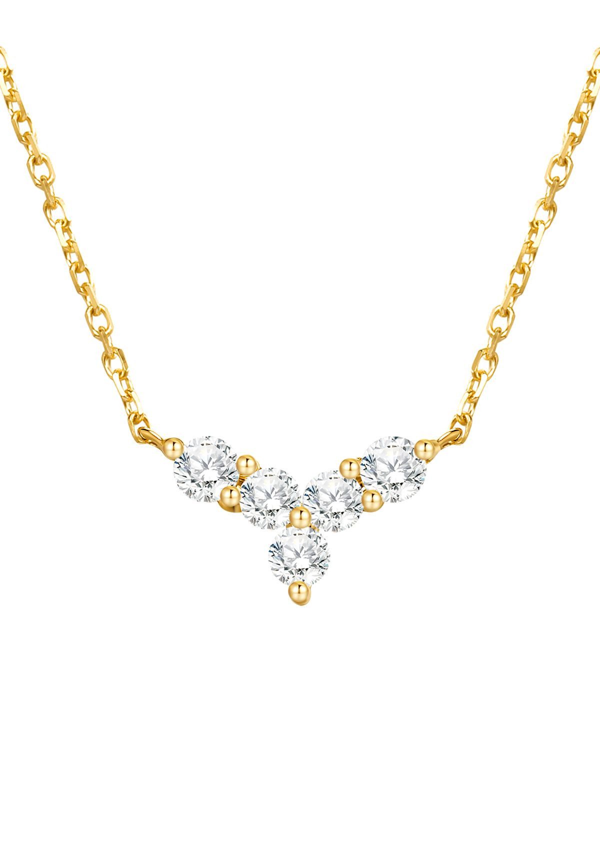 Dear Me Goldkette 585 Gold Kraftquelle, mit Diamant Anhänger, Feine Massiv Echtgold Halskette für Damen, 14 Karat Gold
