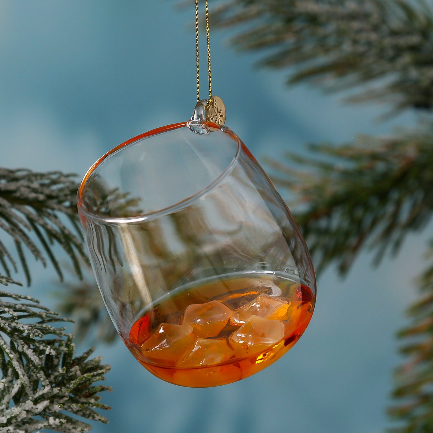 MARELIDA Christbaumschmuck Weihnachtsbaumschmuck WHISKYGLAS aus Glas inkl. Aufhänger H: 7,5cm