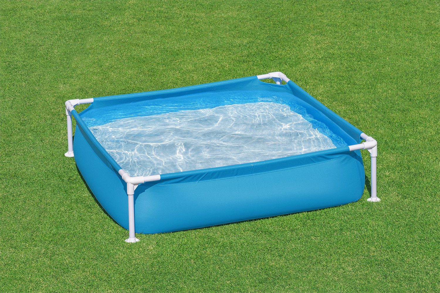 Bestway Framepool My First 122 x 122 x 30,5 cm, blau, eckig (Packung, ohne Zubehör)