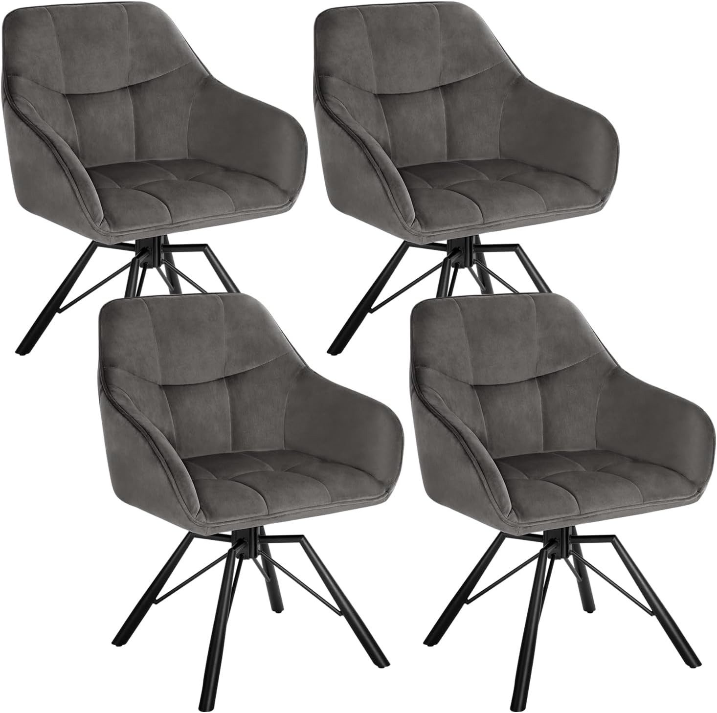 Woltu Polsterstuhl (4 St), Esszimmerstühle drehbar mit Armlehnen