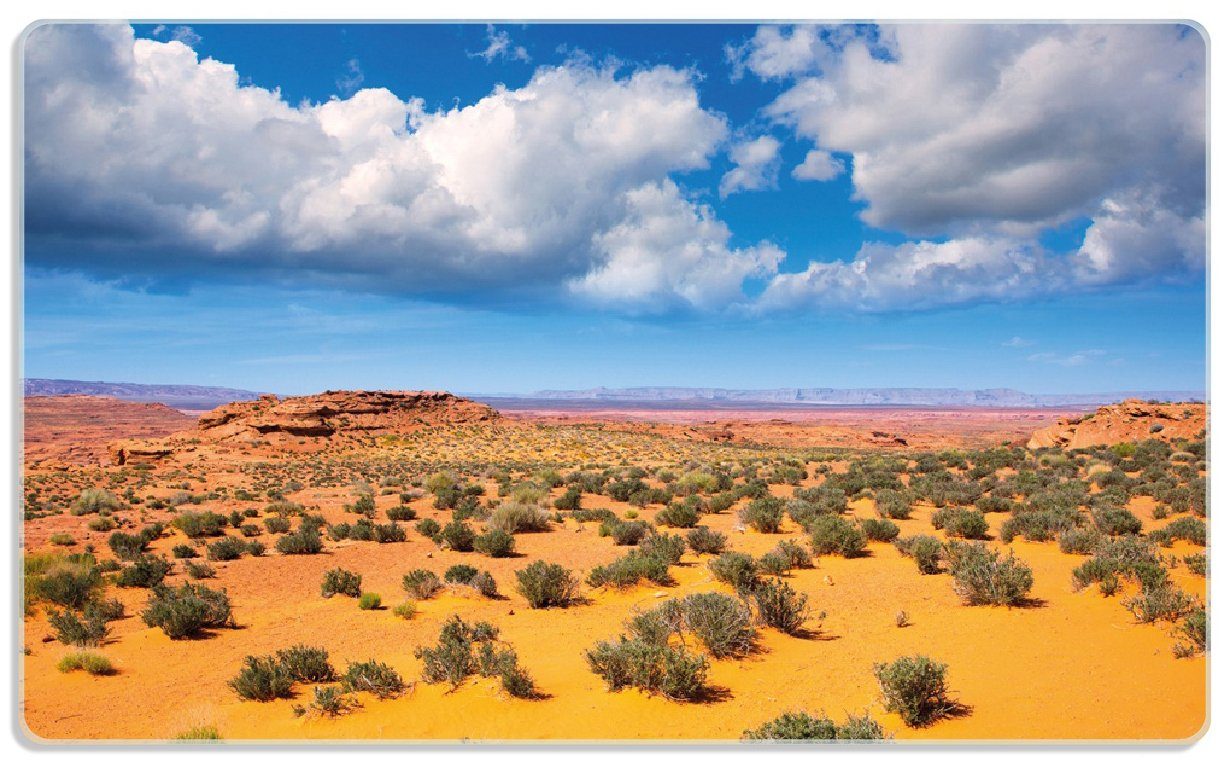 (inkl. Gummifüße I, Wallario ESG-Sicherheitsglas, Arizona 14x23cm Wolken in rutschfester Frühstücksbrett - 4mm, mit Himmel blauer Wüste 1-St),