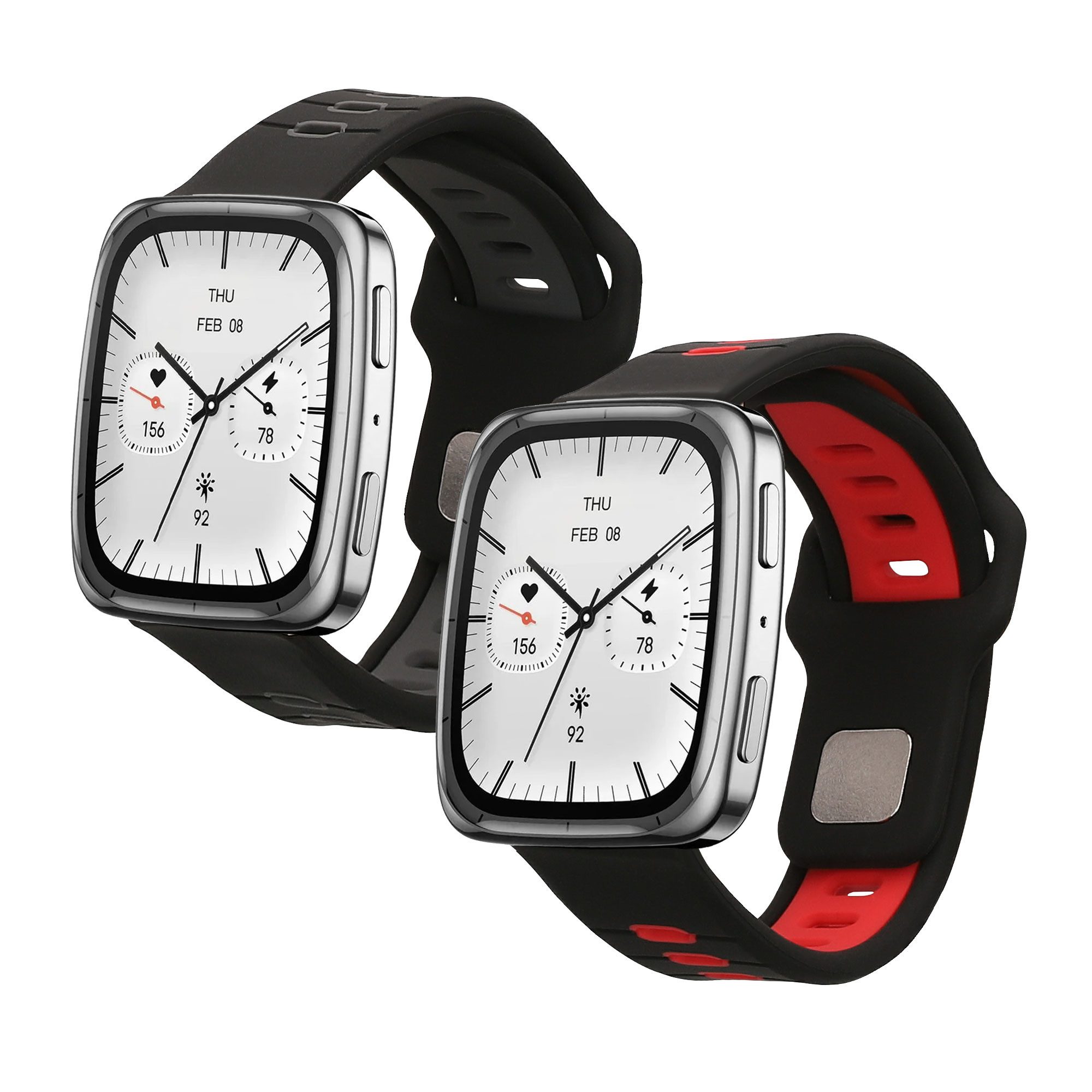 kwmobile Smartwatch-Armband 2x Uhrenarmband für 20mm Amazfit Active 2 / 2 Square / Active Edge, Fitnesstracker Band Set aus TPU Silikon - Ersatzarmband Smartwatch