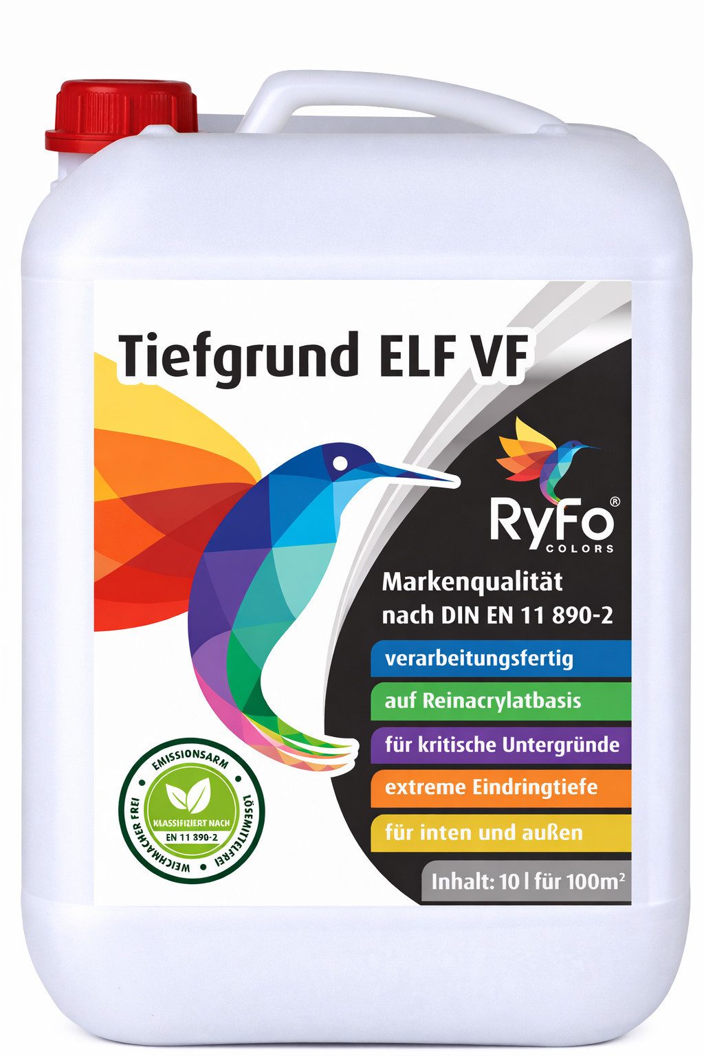 RyFo Colors Universalgrundierung Tiefgrund ELF VF, 1 l reicht für ca. 6 m², 1x streichen, gebrauchsfertig, verarbeitungsfertig, lösemittelfrei, tiefenwirksam, für Innen & Außen
