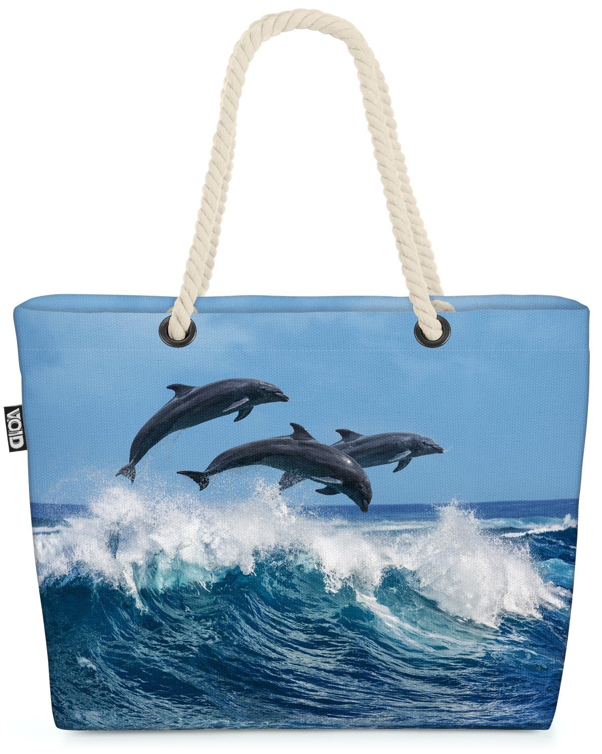VOID Strandtasche (1-tlg), Delfine Welle Meer Atlantik Tiere Ozean Urlaub Reise Sommer Pool Natu