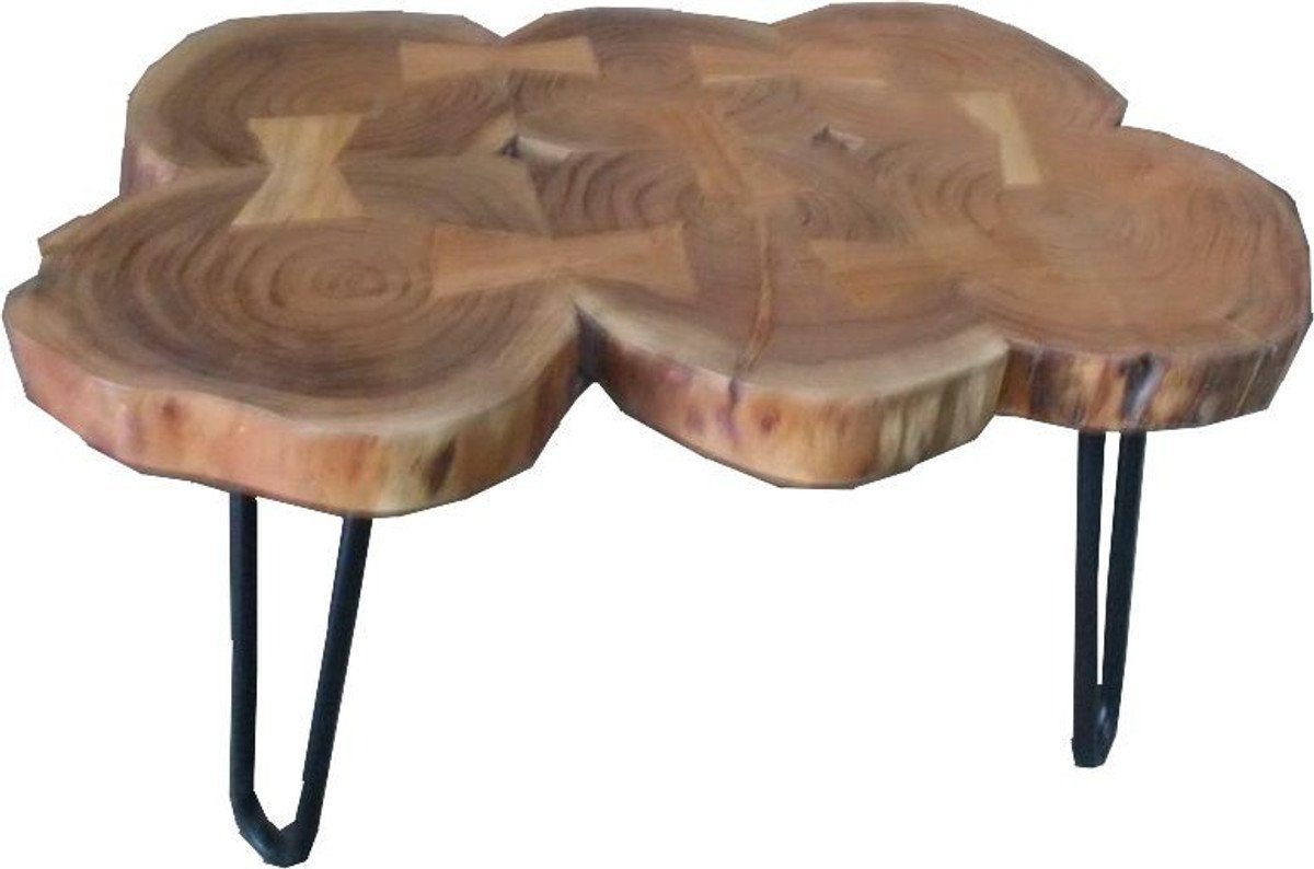 Casa Padrino Beistelltisch Beistelltisch Akazien Holz / Eisen 80 - 115 cm - Industrial Möbel Hocker Tisch