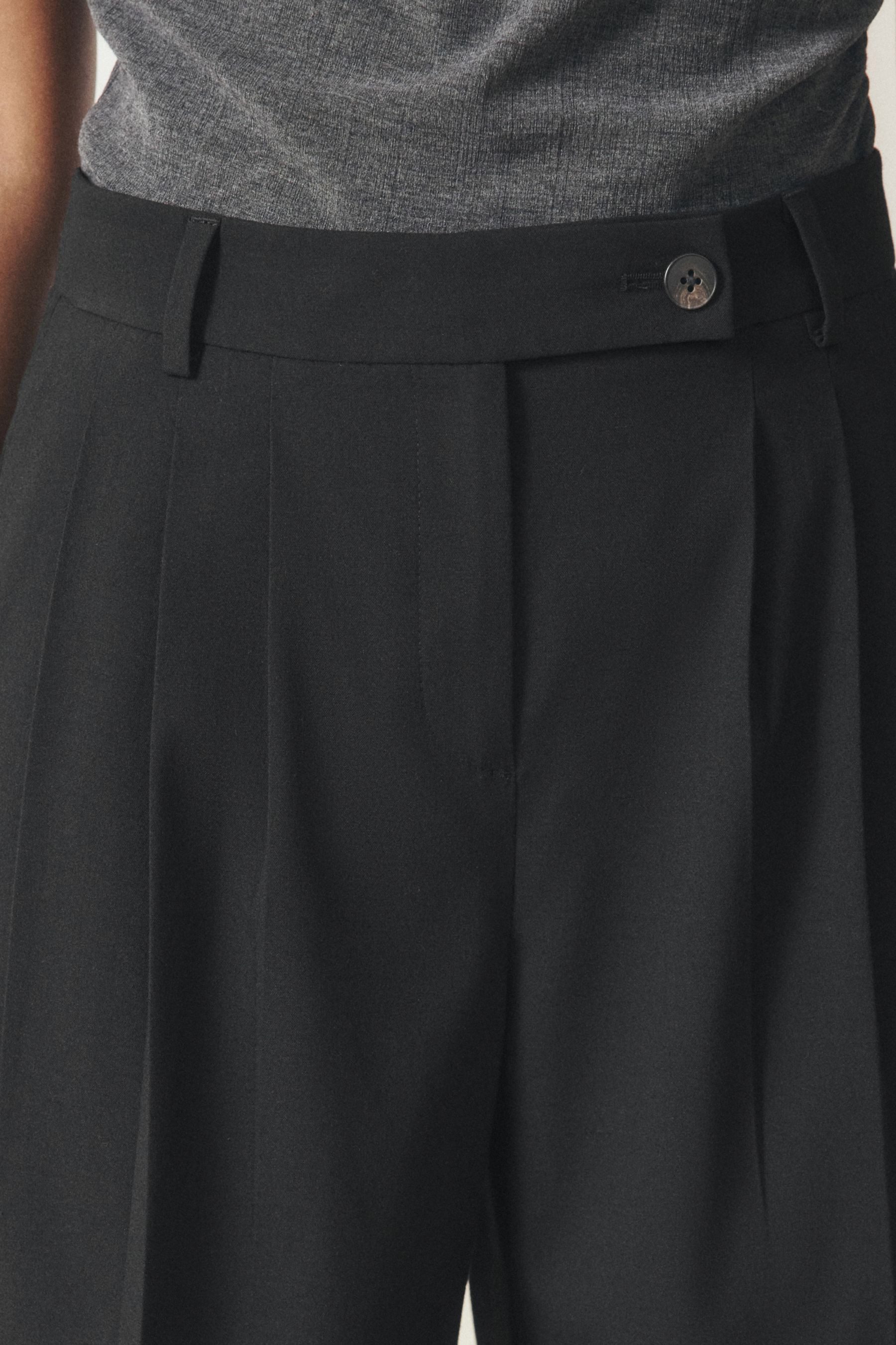 Next Palazzohose Tailored Fit Hose mit weitem Bein, Kurzgröße (1-tlg) – Bild 5 von 5