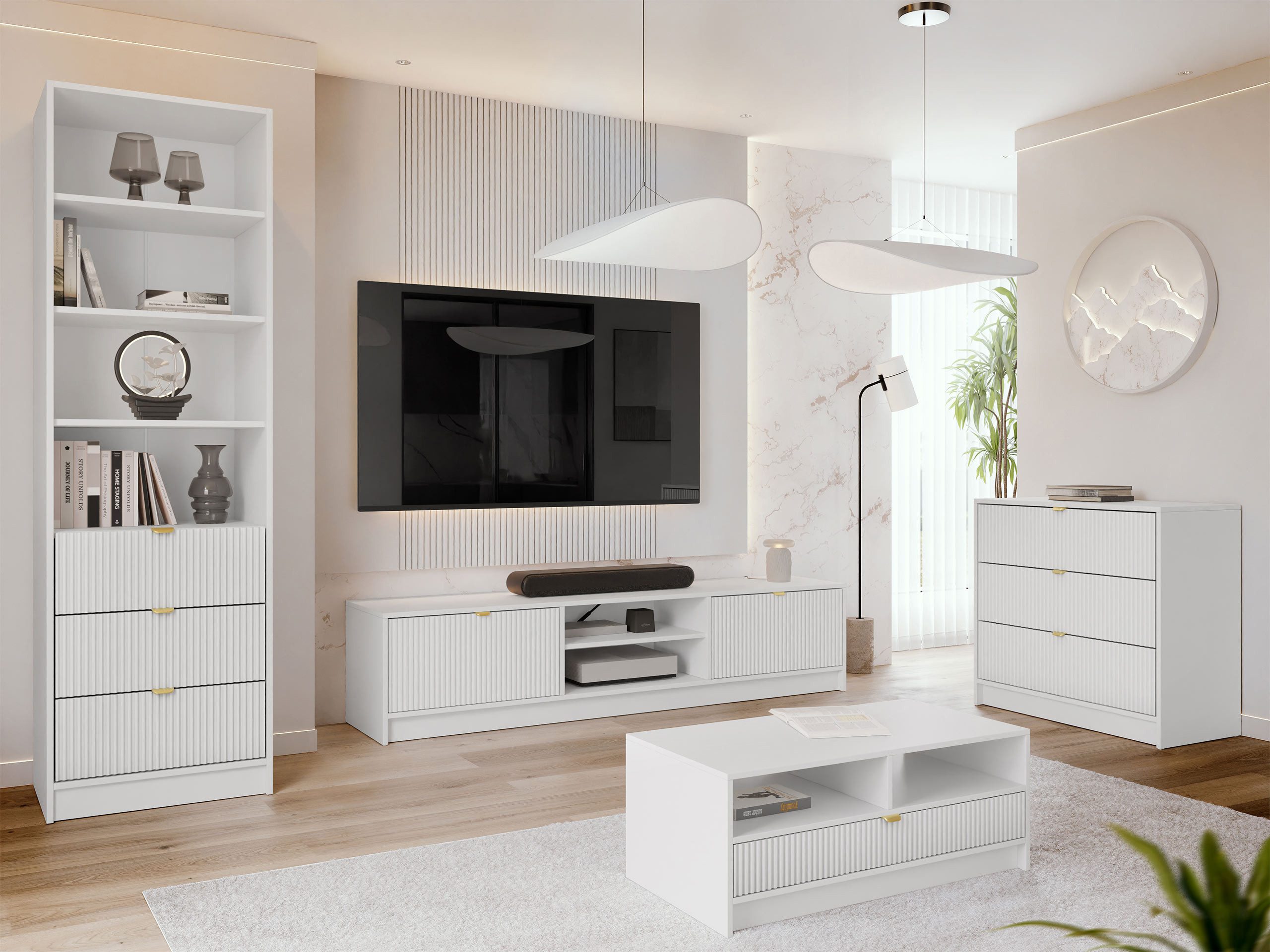 MIRJAN24 Wohnzimmer-Set Tireno VII, (4er-Set, Kommode, günstig online kaufen