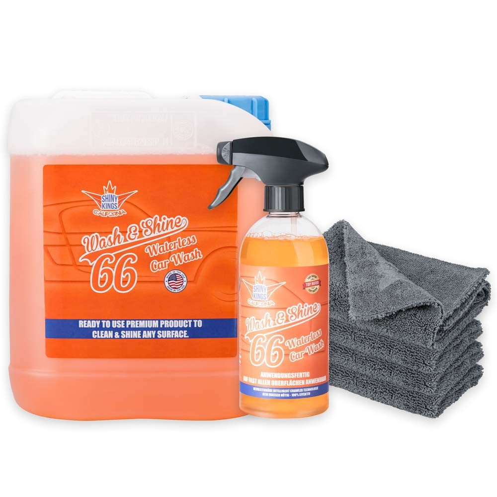Wash & Shine CAR - Schnellreiniger - 5,5 Liter + 4 x Spezialtuch Auto-Reinigungsmittel