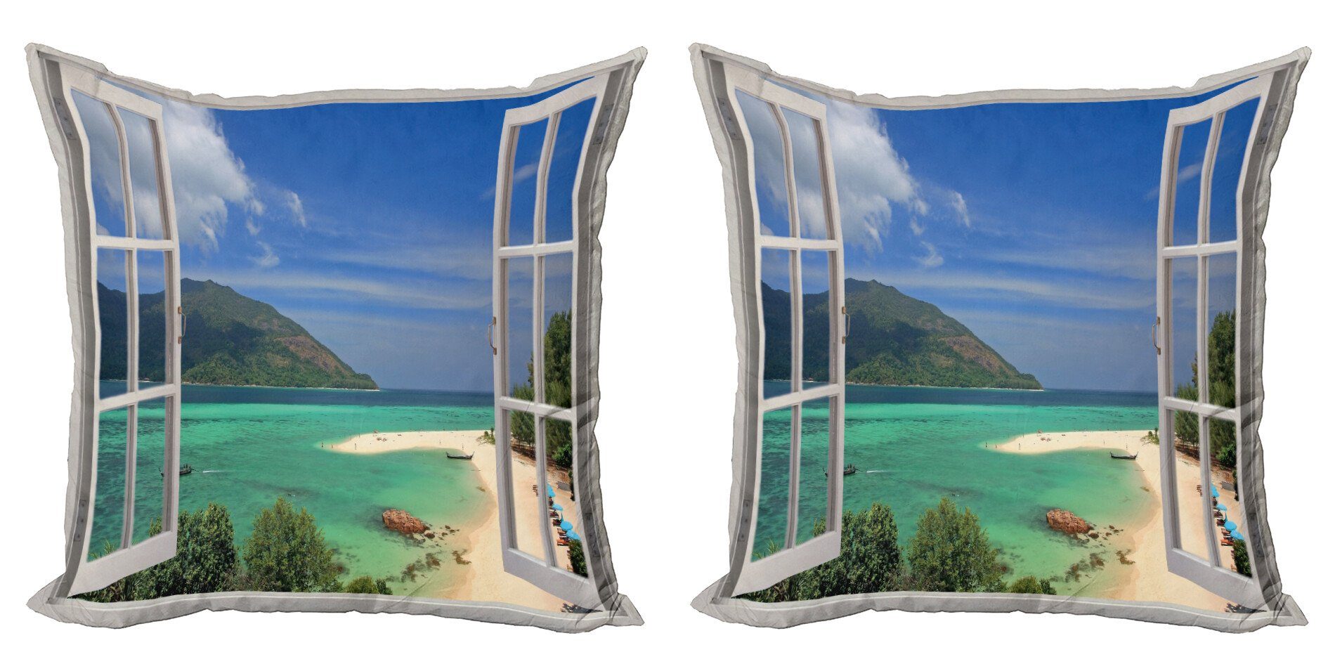 (2 Fenster Doppelseitiger Modern Landschaft Tropic Accent in Digitaldruck, Kissenbezüge Abakuhaus Stück), Szene