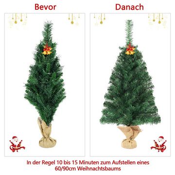 Salcar Künstlicher Weihnachtsbaum Mini Weihnachtsbaum klein Tannenbaum Künstlich Christbaum Weihnachten, 90cm mit 108 Spitzen