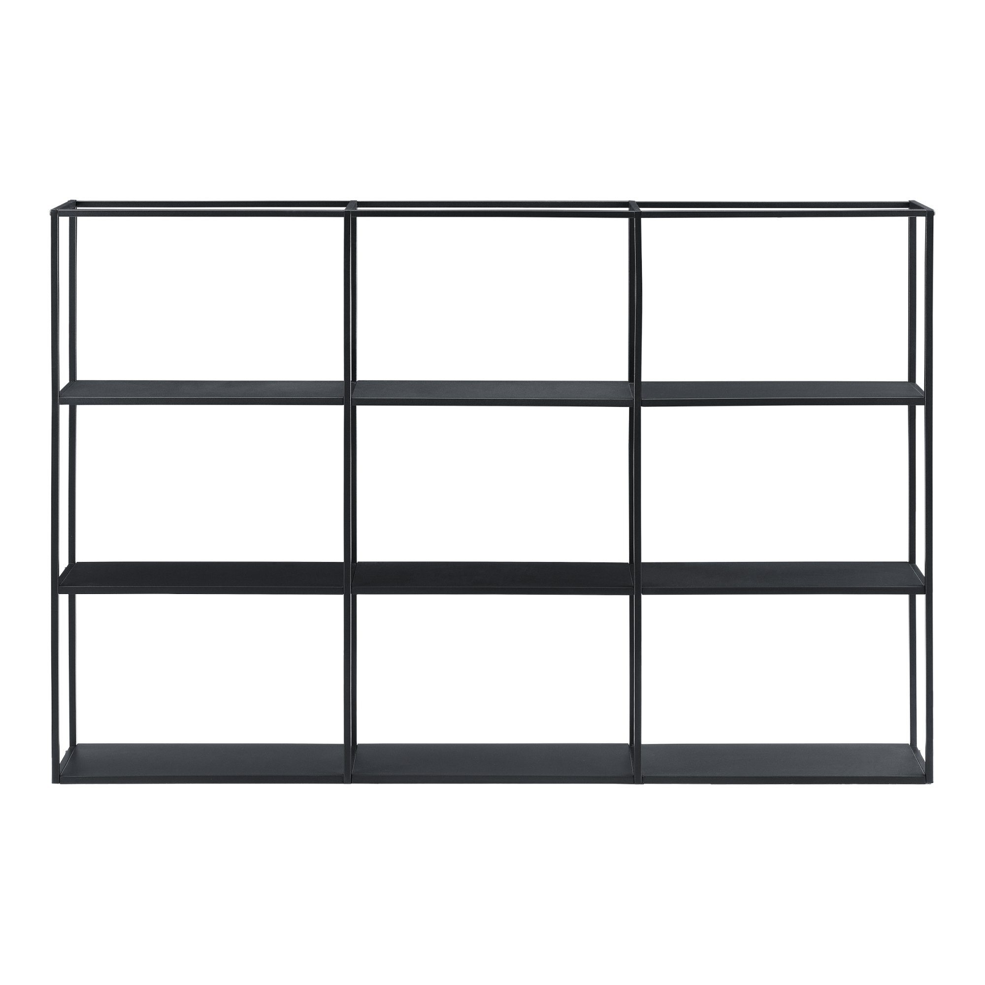 en.casa Wandregal, »Jelsa« Metallregal mit 9 offenen Ablagen Schwarz 160 x 18 x 110 cm