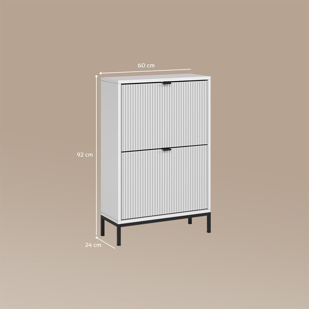 Livinity® Schuhkipper Aterno, Weiß, 60 x 92 cm mit 2 Klappschubladen (1 St)