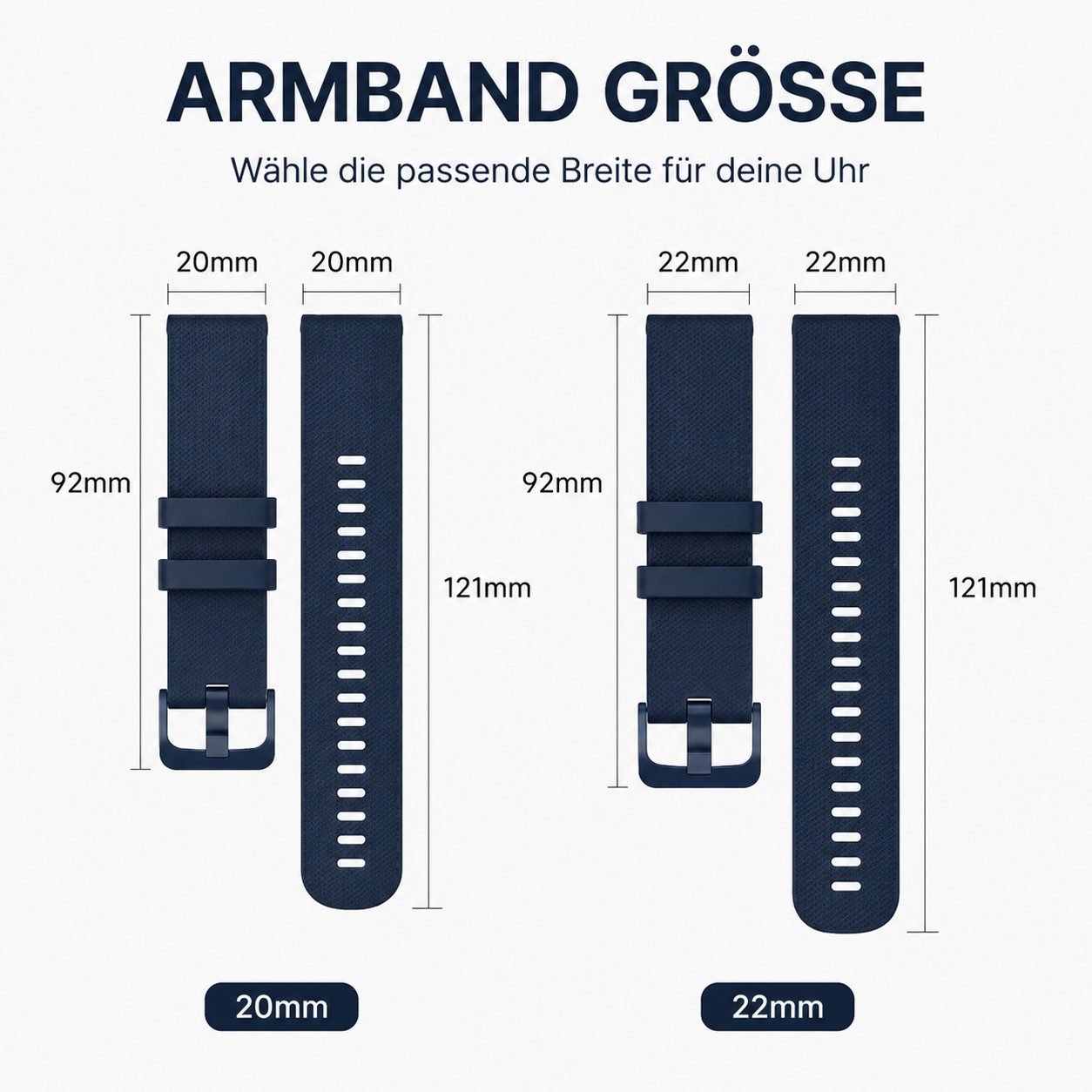 BOOD Uhrenarmband 20/22mm Universal Silikon Ersatzband mit praktischem Schnellverschluss, schweißresistent, rutschfest, individuell verstellbare Armbandlänge – Bild 5 von 5