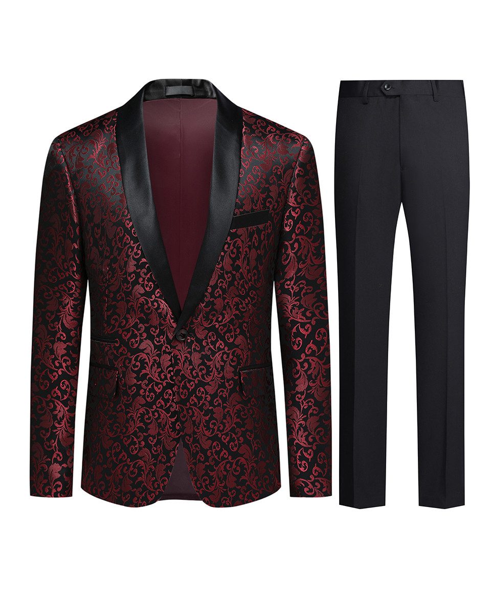 Allthemen Smoking (2 tlg) Herren Jacquard Anzug Slim Fit Костюмы für Hochzeit