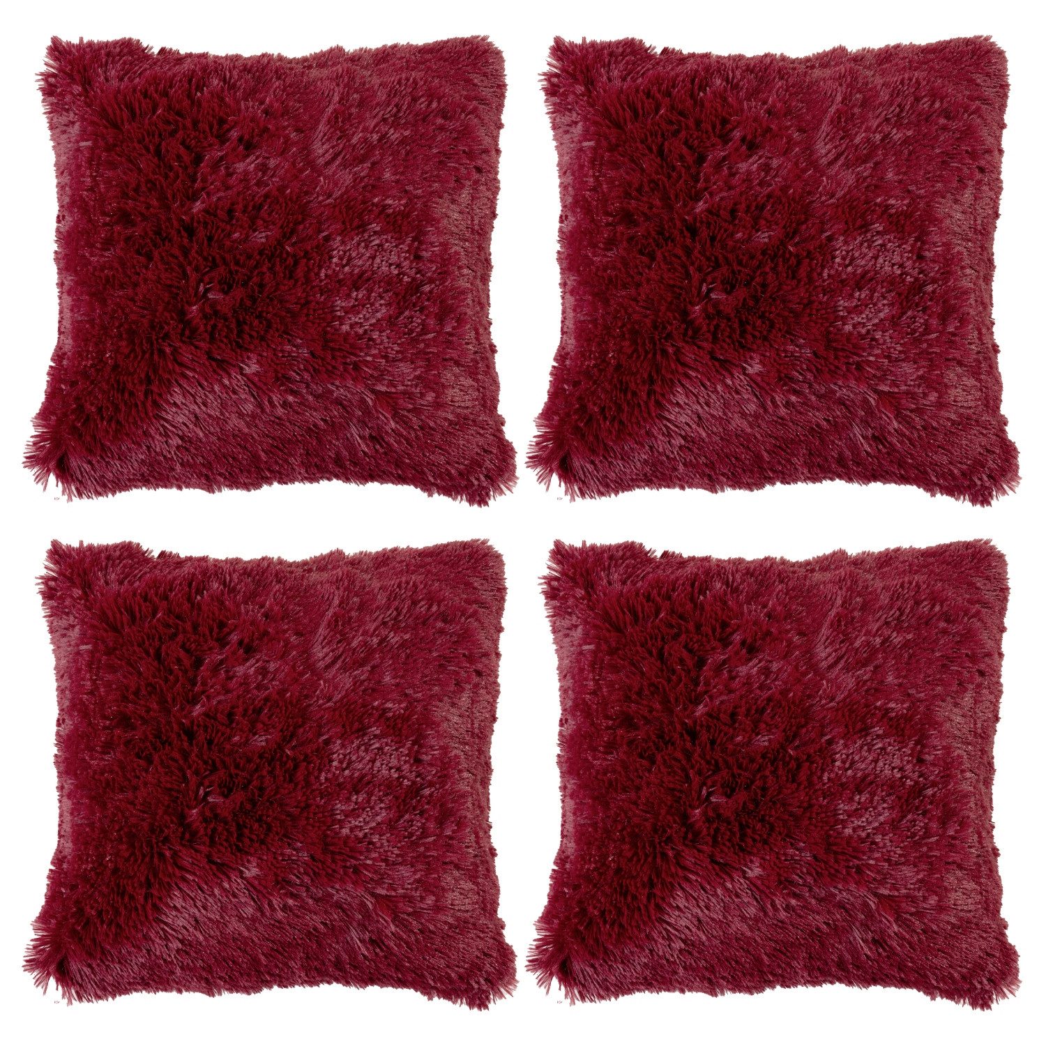 Home4You Dekokissen 4er Set, Rot, Schwarz, Kunstfaser, 50 x 50 cm, Kissenhü günstig online kaufen