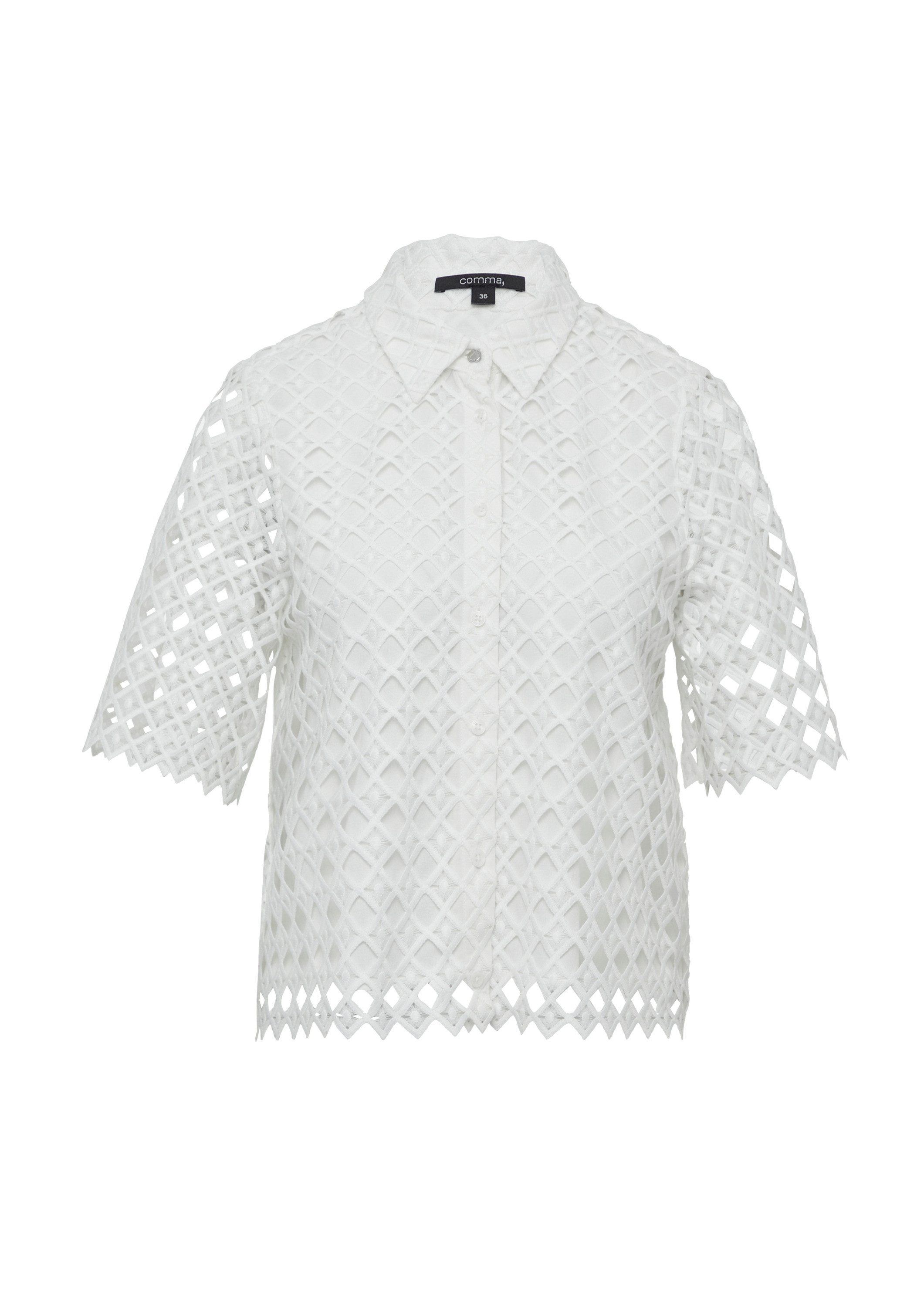 comma Kurzarmbluse Bluse Blusenjacke aus Spitze günstig online kaufen