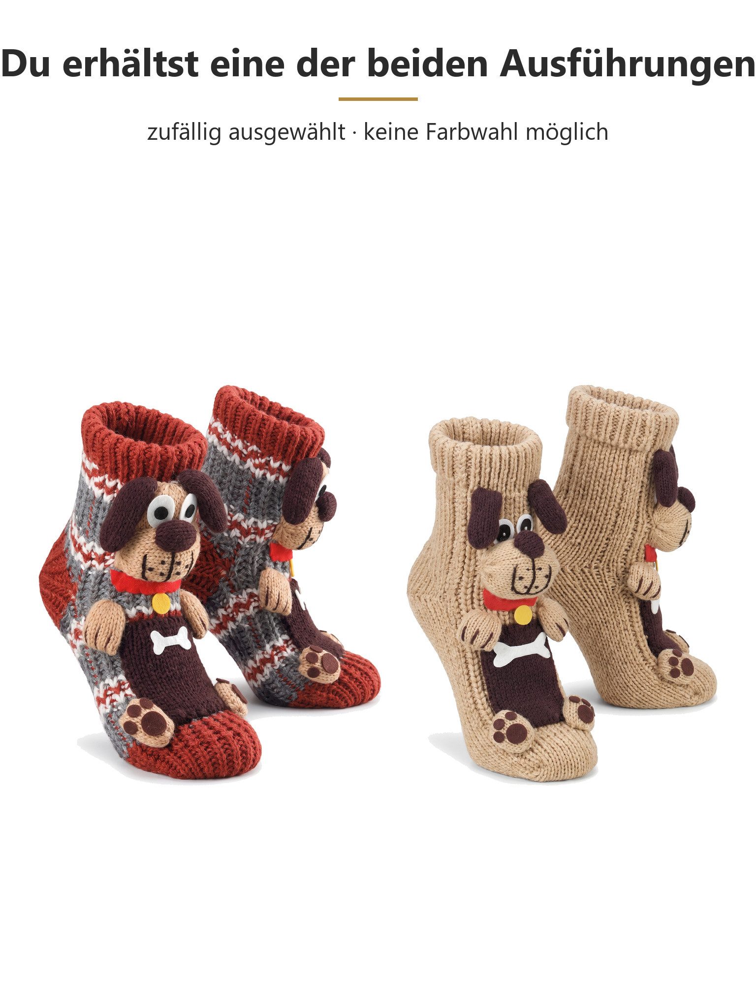 Black Snake ABS-Socken Stoppersocken 3D Hundemotiv warme Hausschuhsocken für Kinder und Damen (Packung, 1-Paar, Ausführung zufällig 30/34) Winter-Haussocken aus – Bild 2 von 5