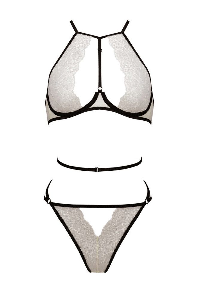 Passion Set: Bügel-BH Reizwäsche-Set Chika beige BH + Slip mit Riemen (Set)